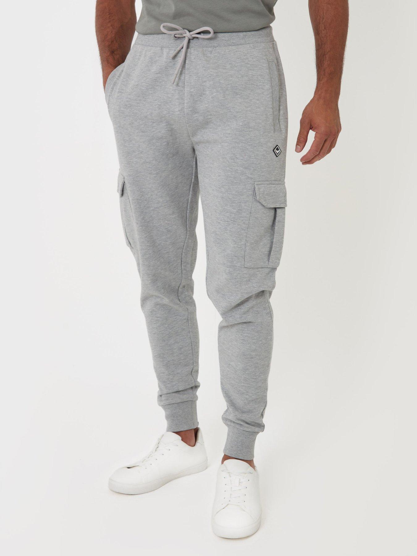 Image 1 of 4 of Threadbare Mens Regular Fit Cargo Brushback Jogging Bottoms - Grey