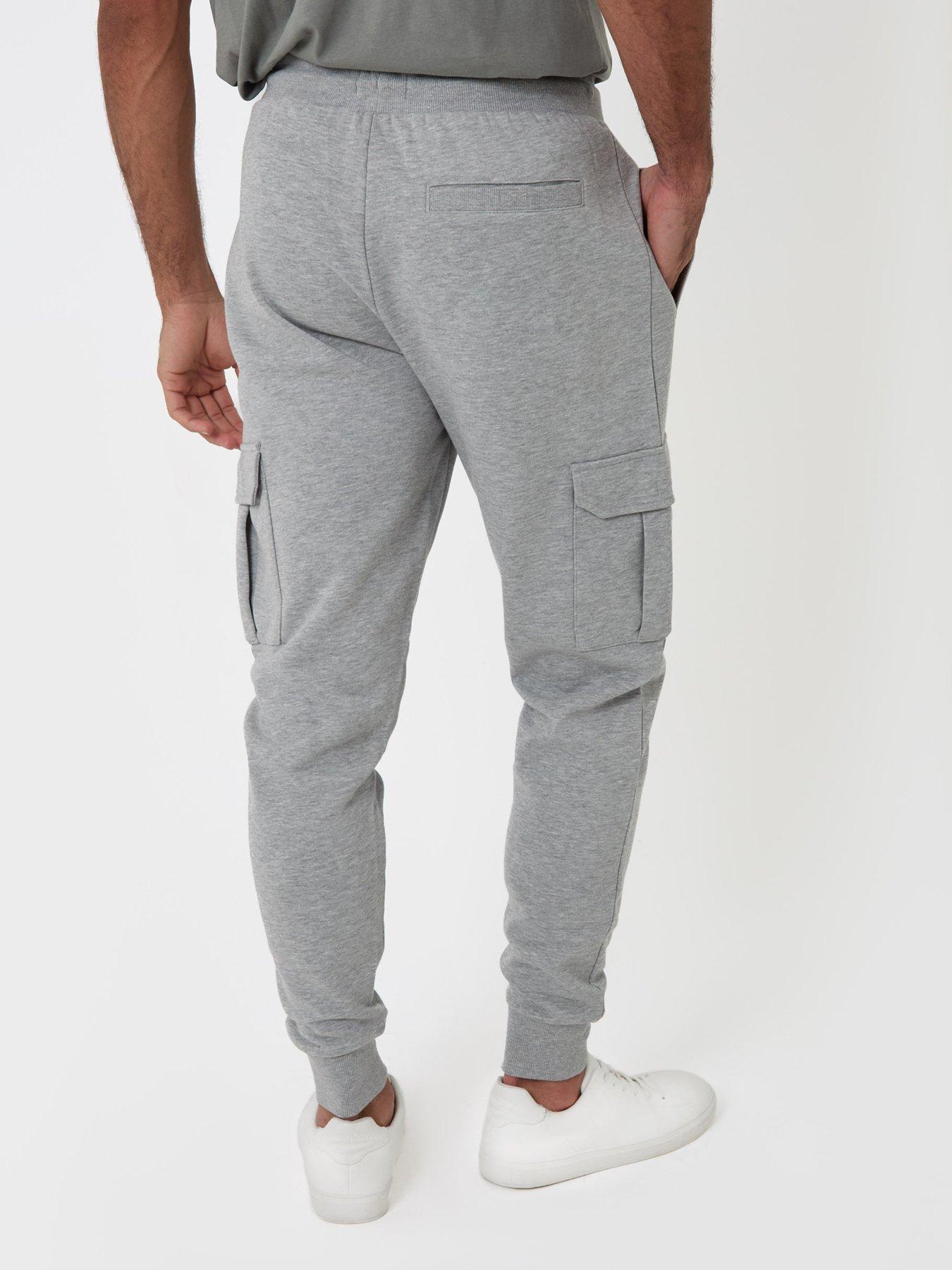 Image 2 of 4 of Threadbare Mens Regular Fit Cargo Brushback Jogging Bottoms - Grey