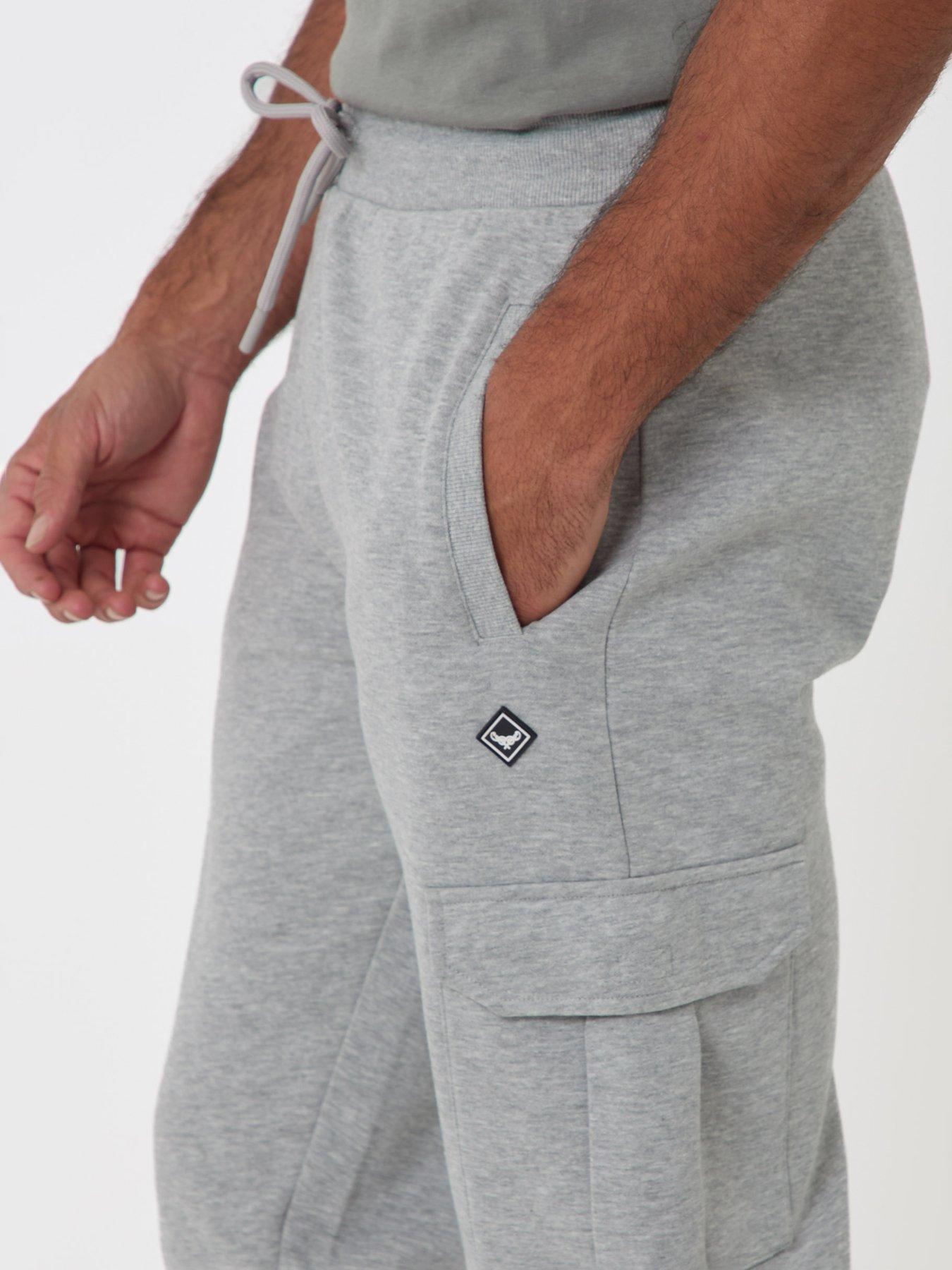 Image 4 of 4 of Threadbare Mens Regular Fit Cargo Brushback Jogging Bottoms - Grey