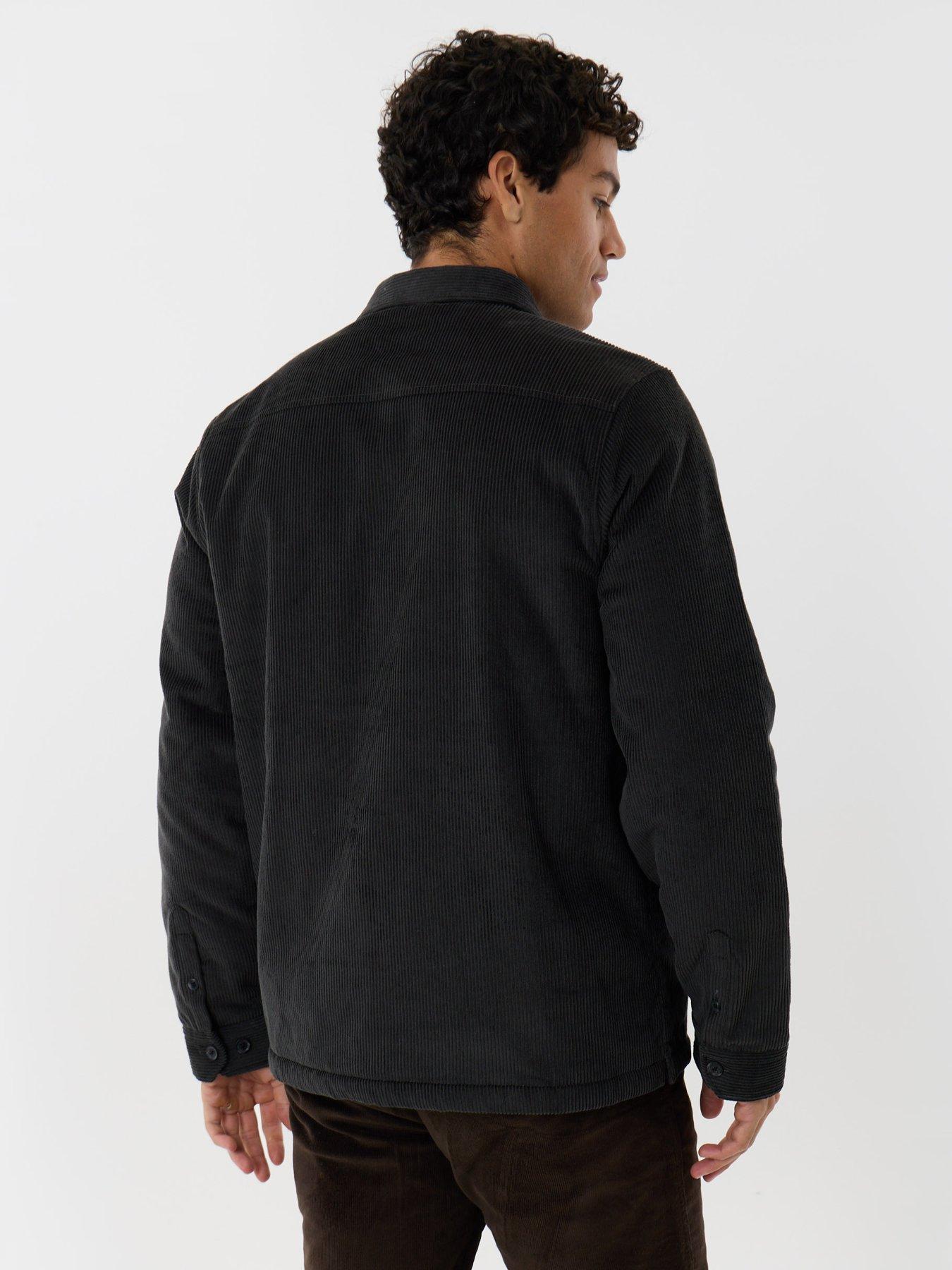Image 2 of 6 of Threadbare Mens Borg Lined Corduroy Shacket - Black