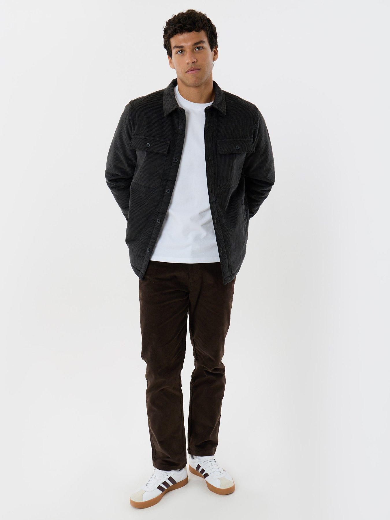 Image 3 of 6 of Threadbare Mens Borg Lined Corduroy Shacket - Black