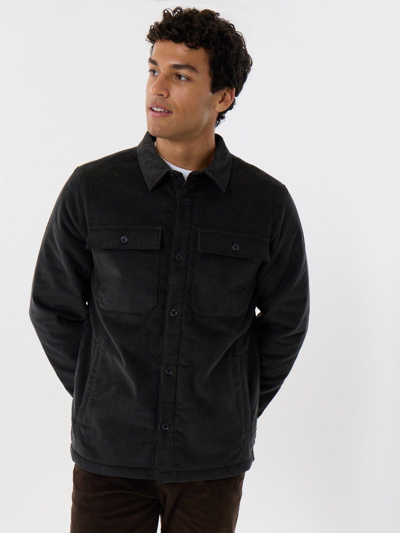 Image 5 of 6 of Threadbare Mens Borg Lined Corduroy Shacket - Black