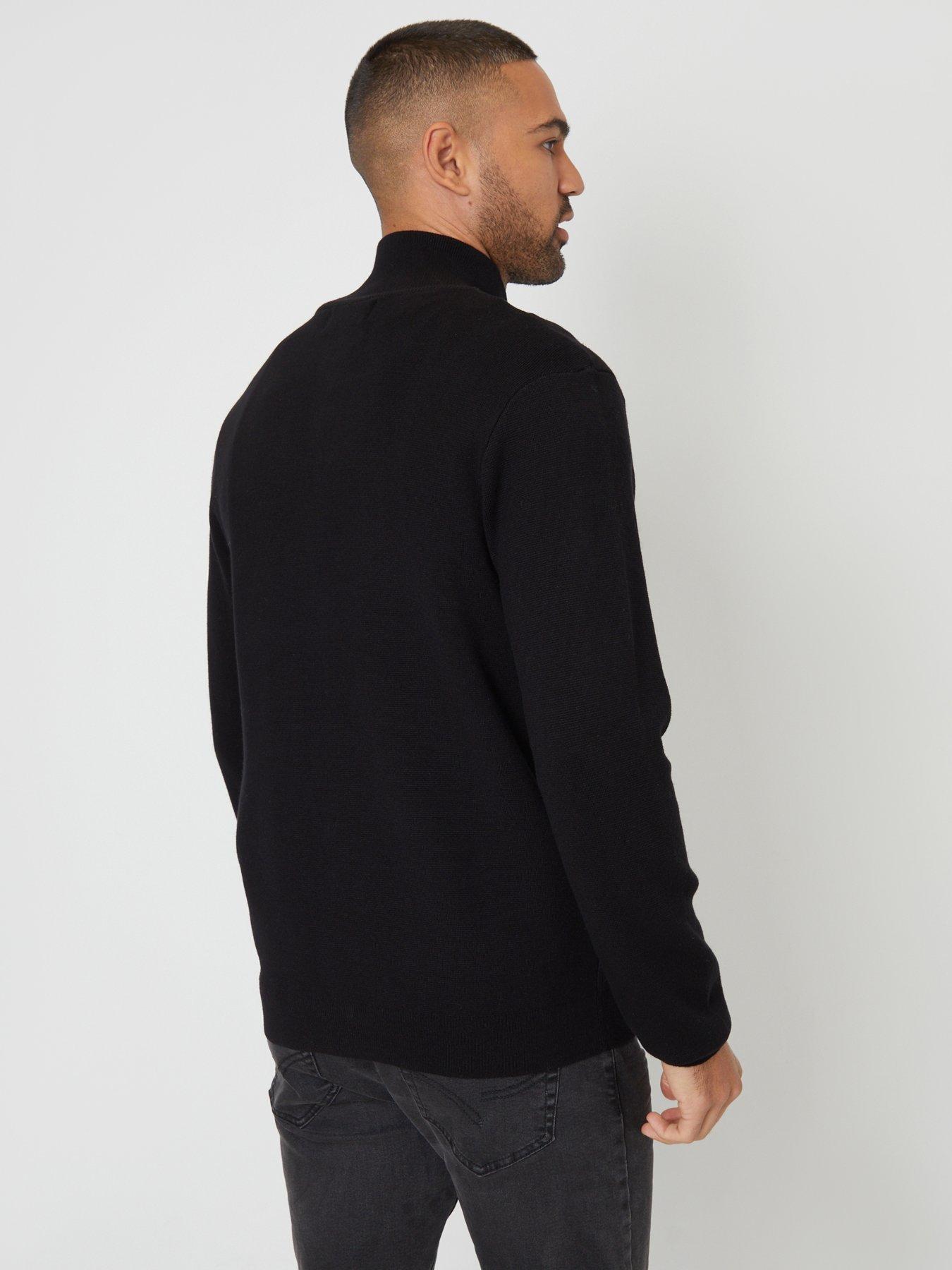 Image 2 of 5 of Threadbare Mens Funnel Neck Zip Through Cardigan - Black