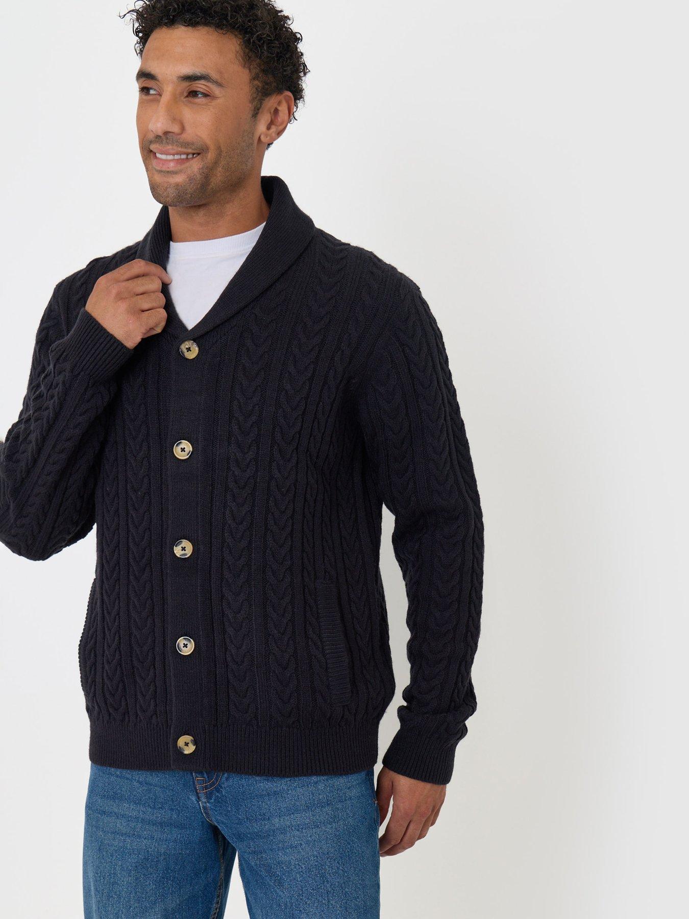 Image 1 of 4 of Threadbare Wool Blend Shawl Collar Cardigan In Navy