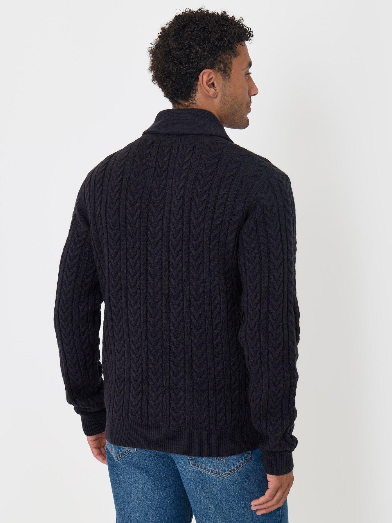 Image 2 of 4 of Threadbare Wool Blend Shawl Collar Cardigan In Navy