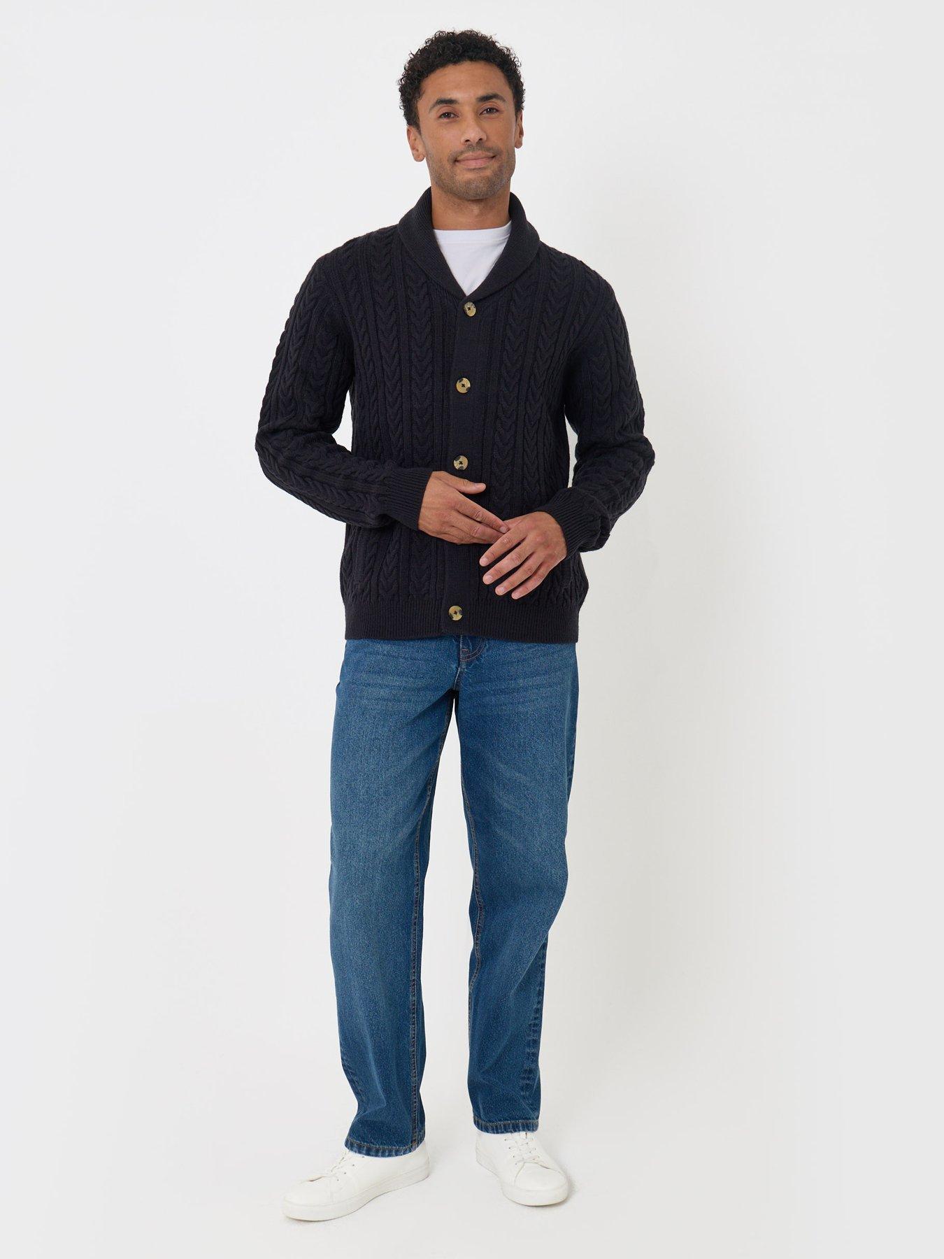 Image 3 of 4 of Threadbare Wool Blend Shawl Collar Cardigan In Navy