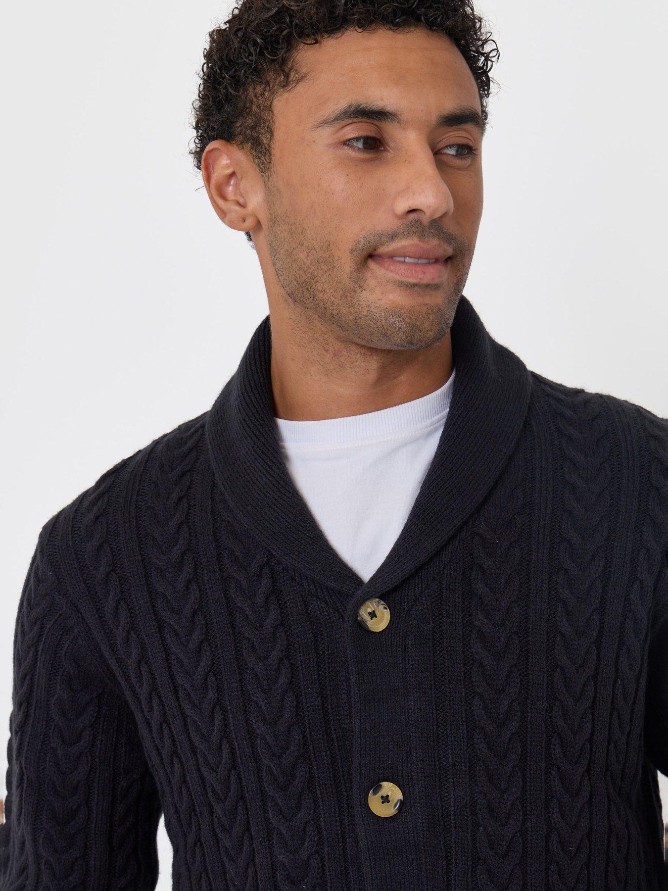 Image 4 of 4 of Threadbare Wool Blend Shawl Collar Cardigan In Navy