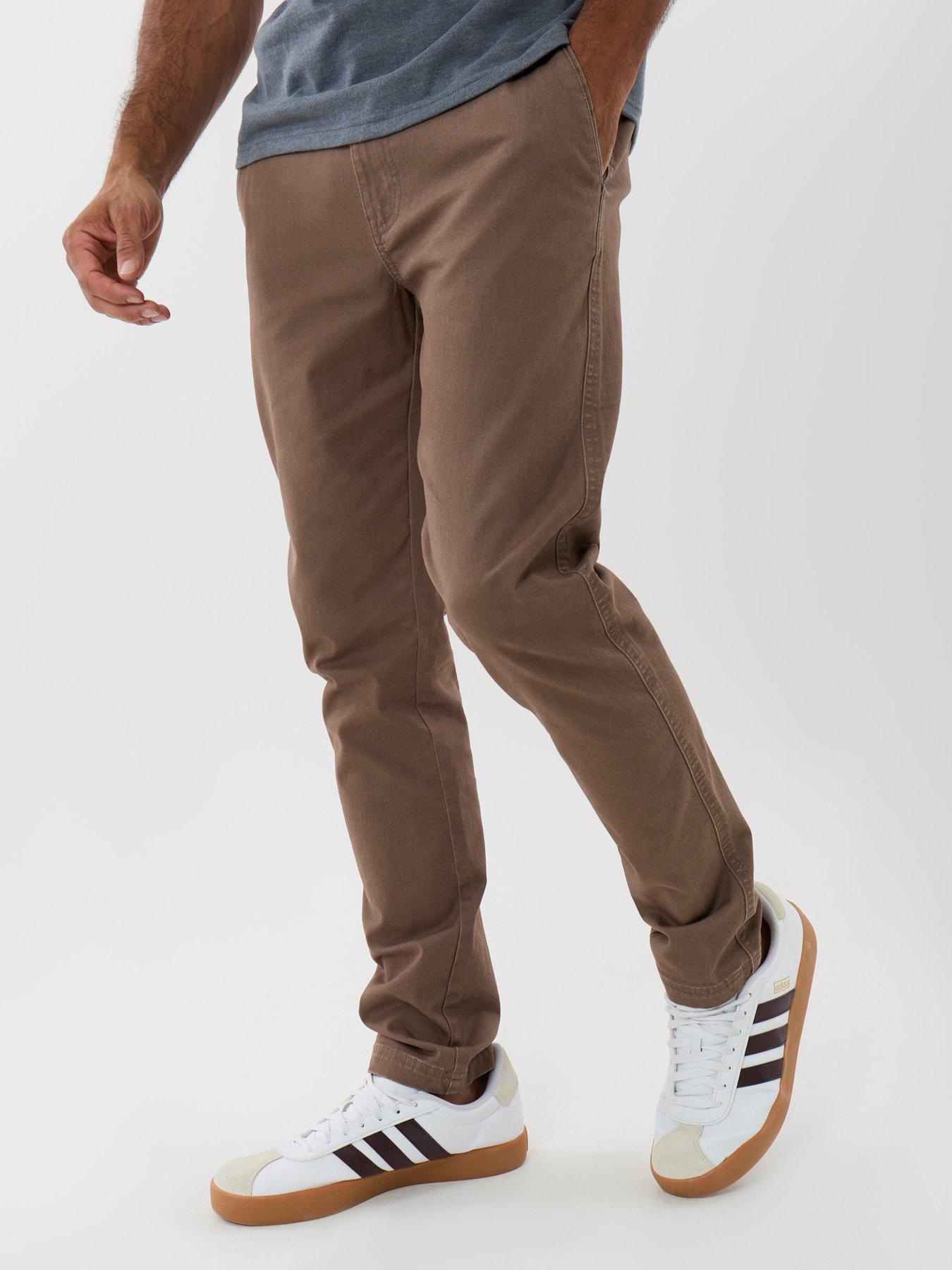 Image 1 of 4 of Threadbare Mens Slim Fit Stretch Cargo Trousers - Mushroom Brown