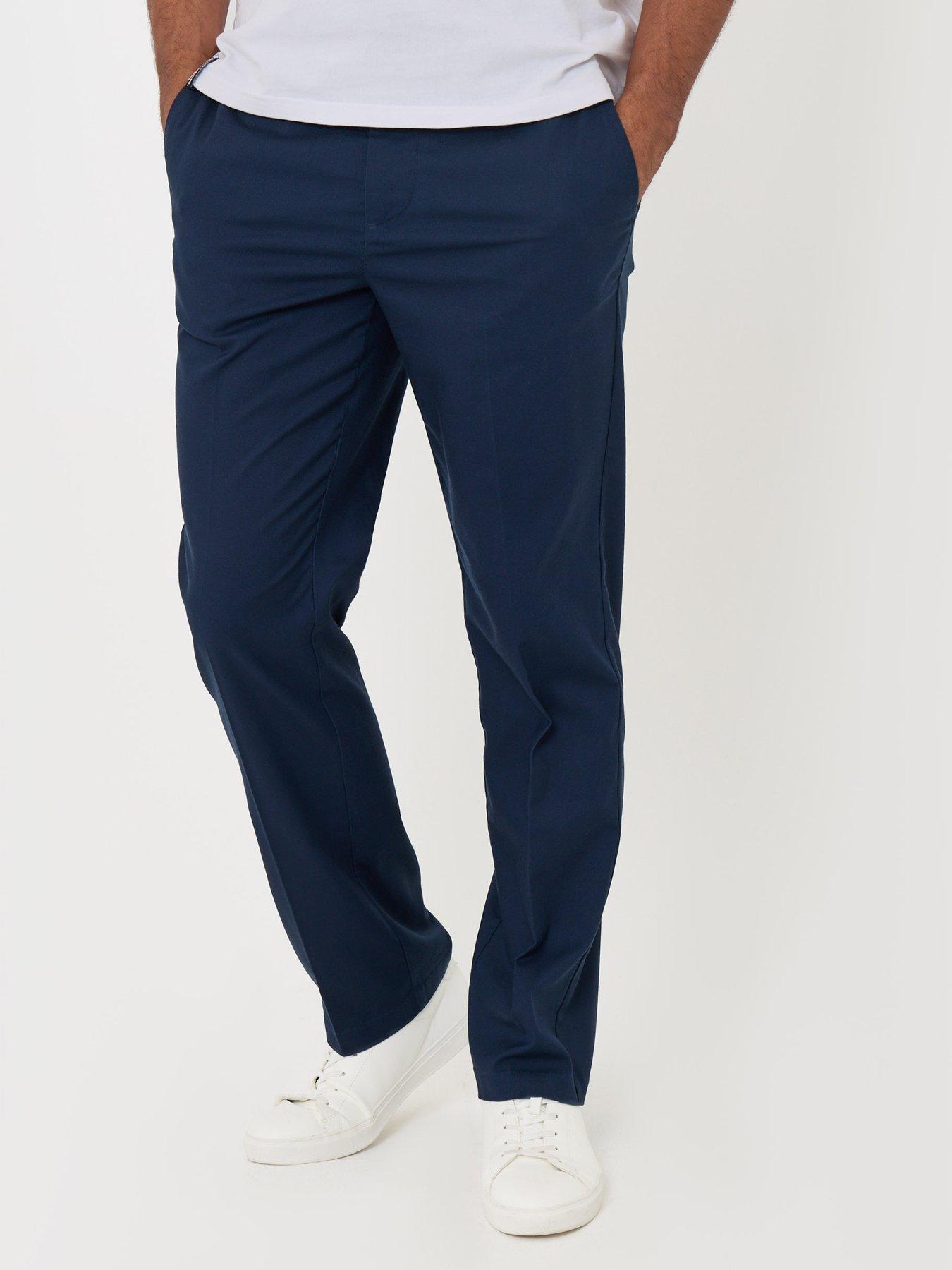 Image 2 of 4 of Threadbare Straight Fit Drawcord Trousers In Navy