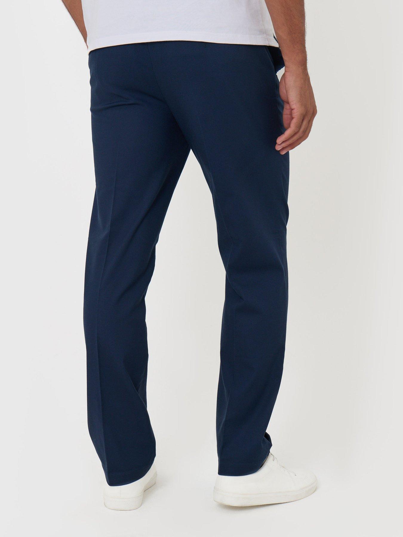 Image 3 of 4 of Threadbare Straight Fit Drawcord Trousers In Navy
