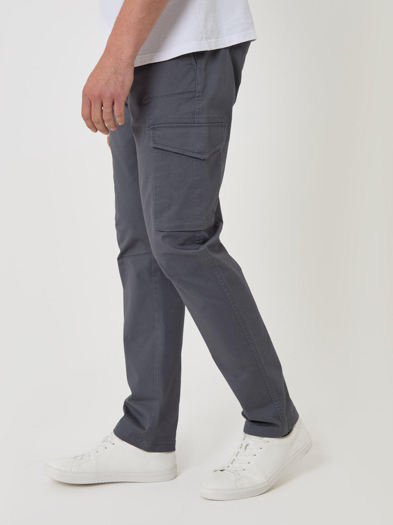Image 1 of 4 of Threadbare Mens Slim Fit Cargo Stretch Trousers - Dark Grey