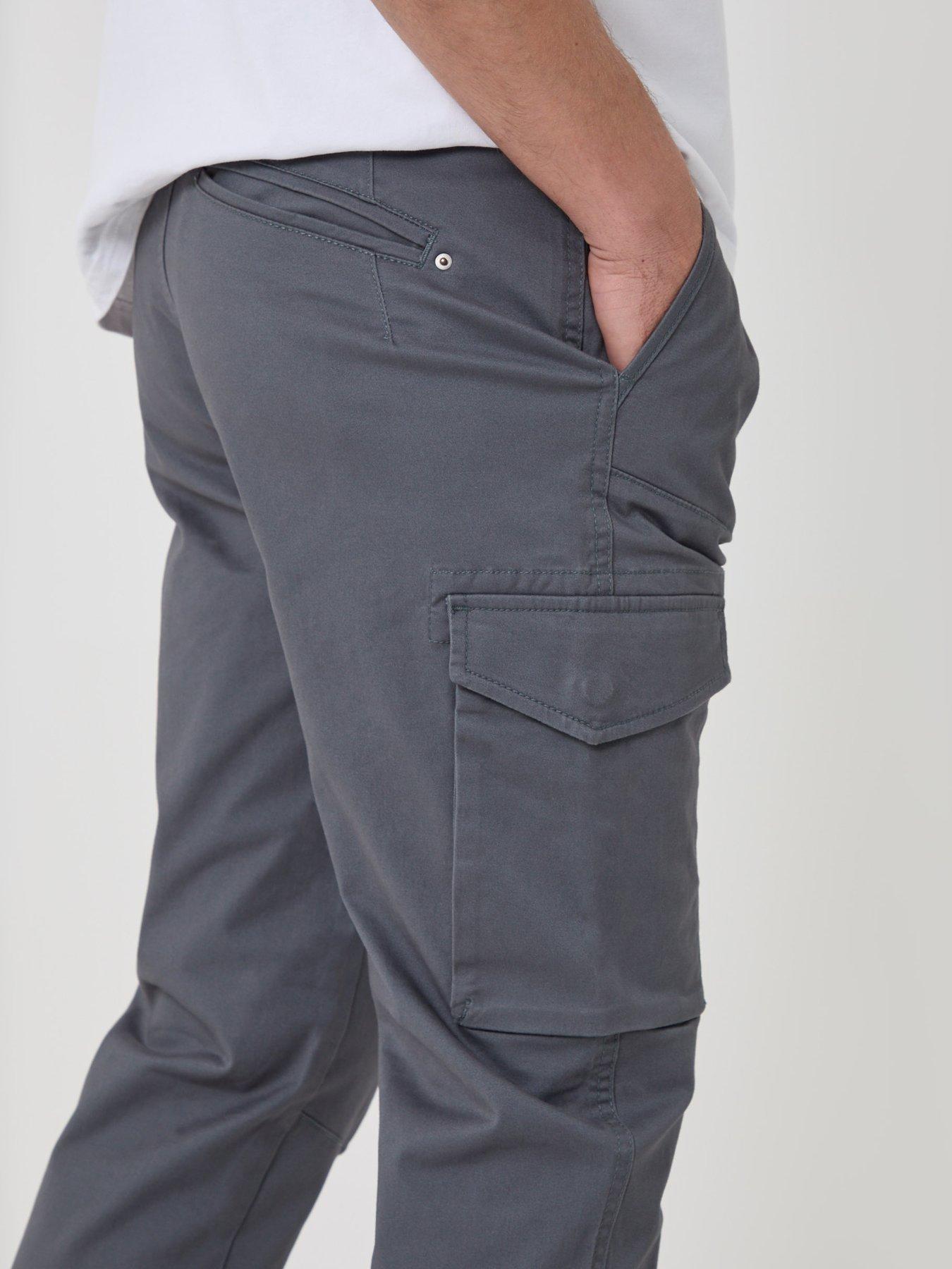 Image 4 of 4 of Threadbare Mens Slim Fit Cargo Stretch Trousers - Dark Grey