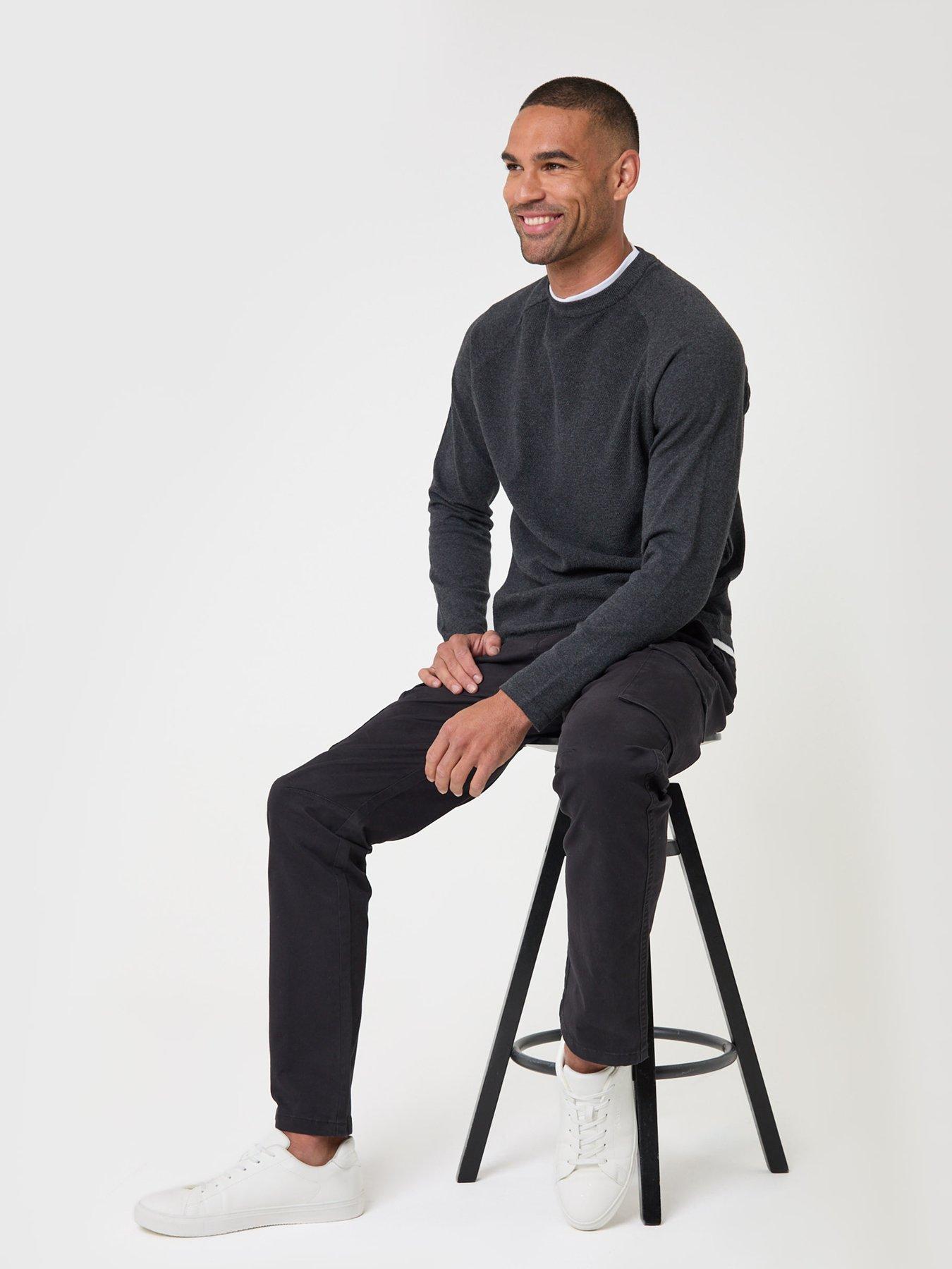 Image 1 of 5 of Threadbare Mens Slim Fit Stretch Cargo Trousers - Black