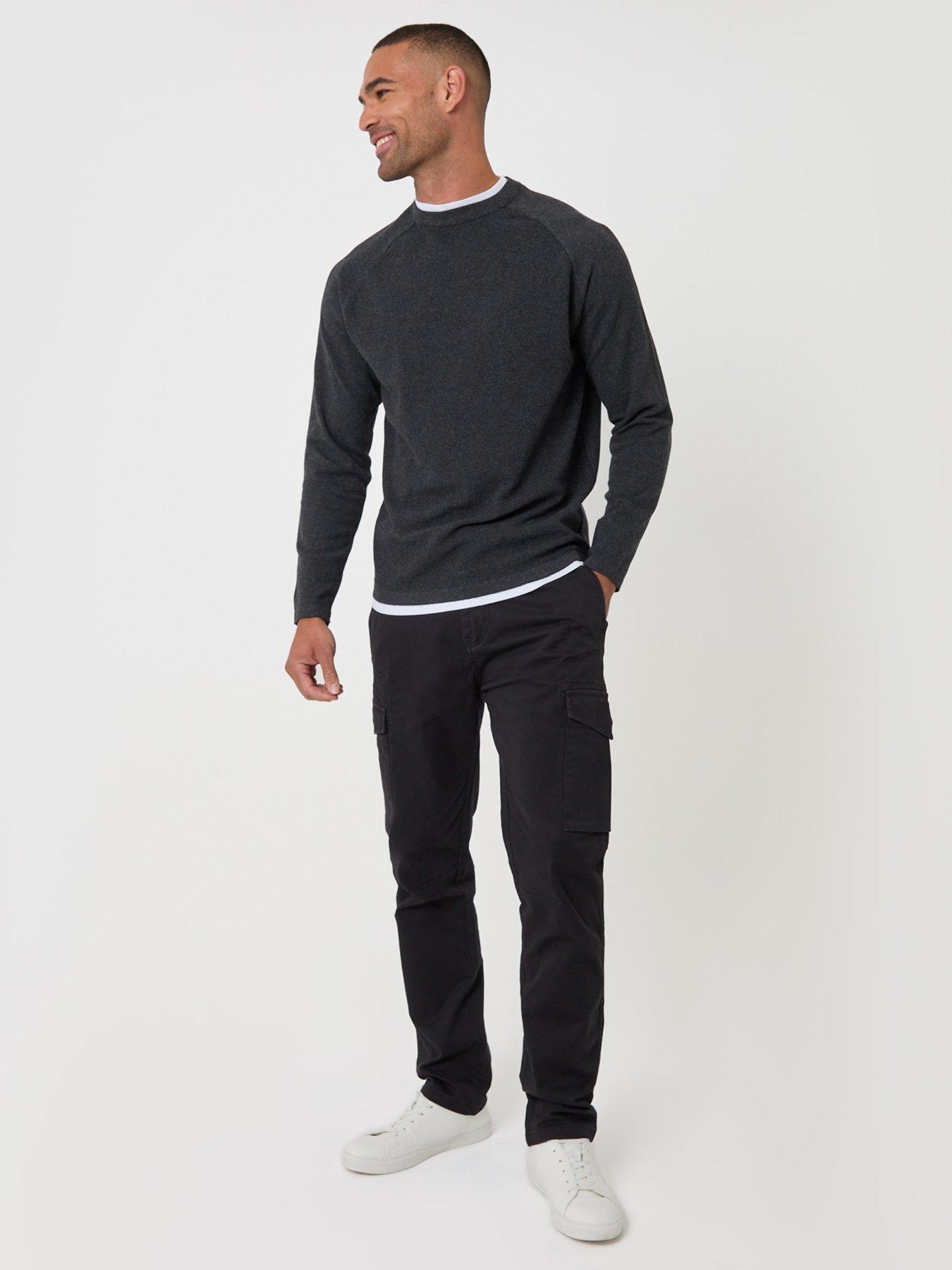 Image 3 of 5 of Threadbare Mens Slim Fit Stretch Cargo Trousers - Black