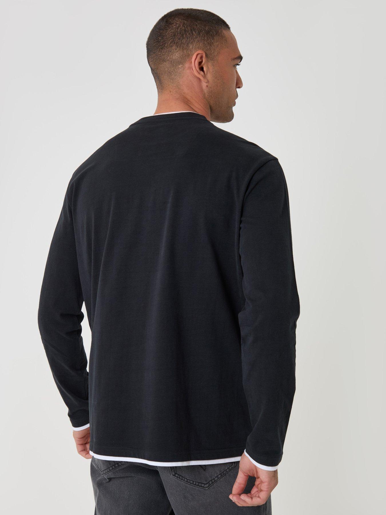 Image 2 of 4 of Threadbare Relaxed Fit Mock Layer Long Sleeve T-shirt In Black