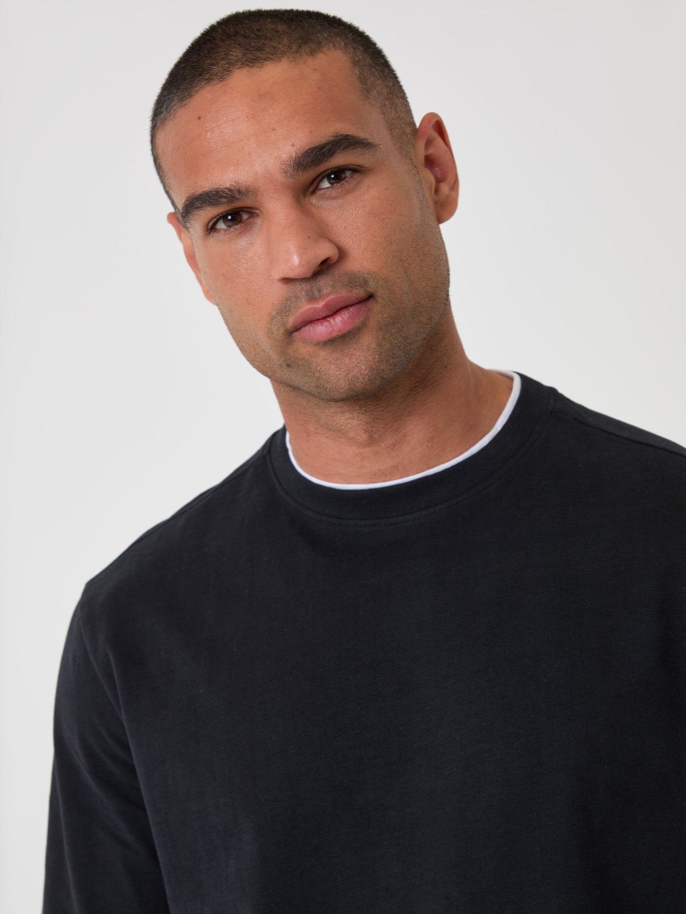 Image 4 of 4 of Threadbare Relaxed Fit Mock Layer Long Sleeve T-shirt In Black