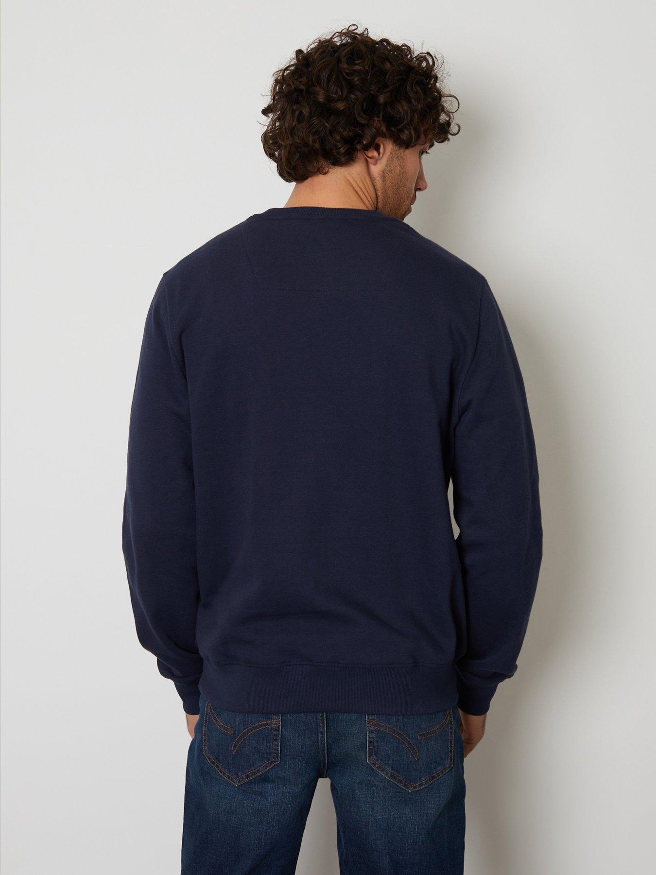 Image 2 of 4 of Threadbare Mens Cotton-Rich Brushback Crew Neck Sweatshirt - Navy