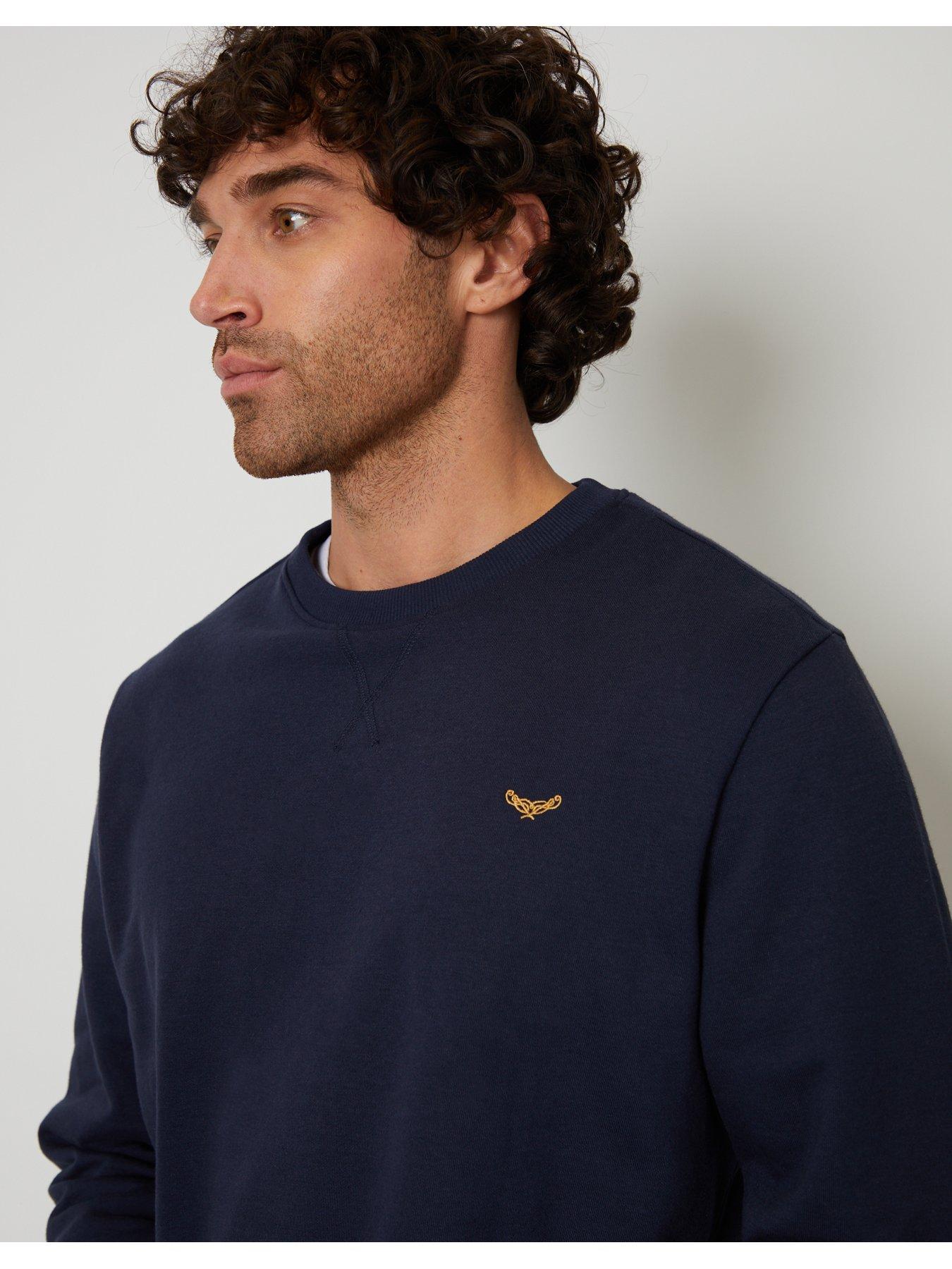 Image 4 of 4 of Threadbare Mens Cotton-Rich Brushback Crew Neck Sweatshirt - Navy