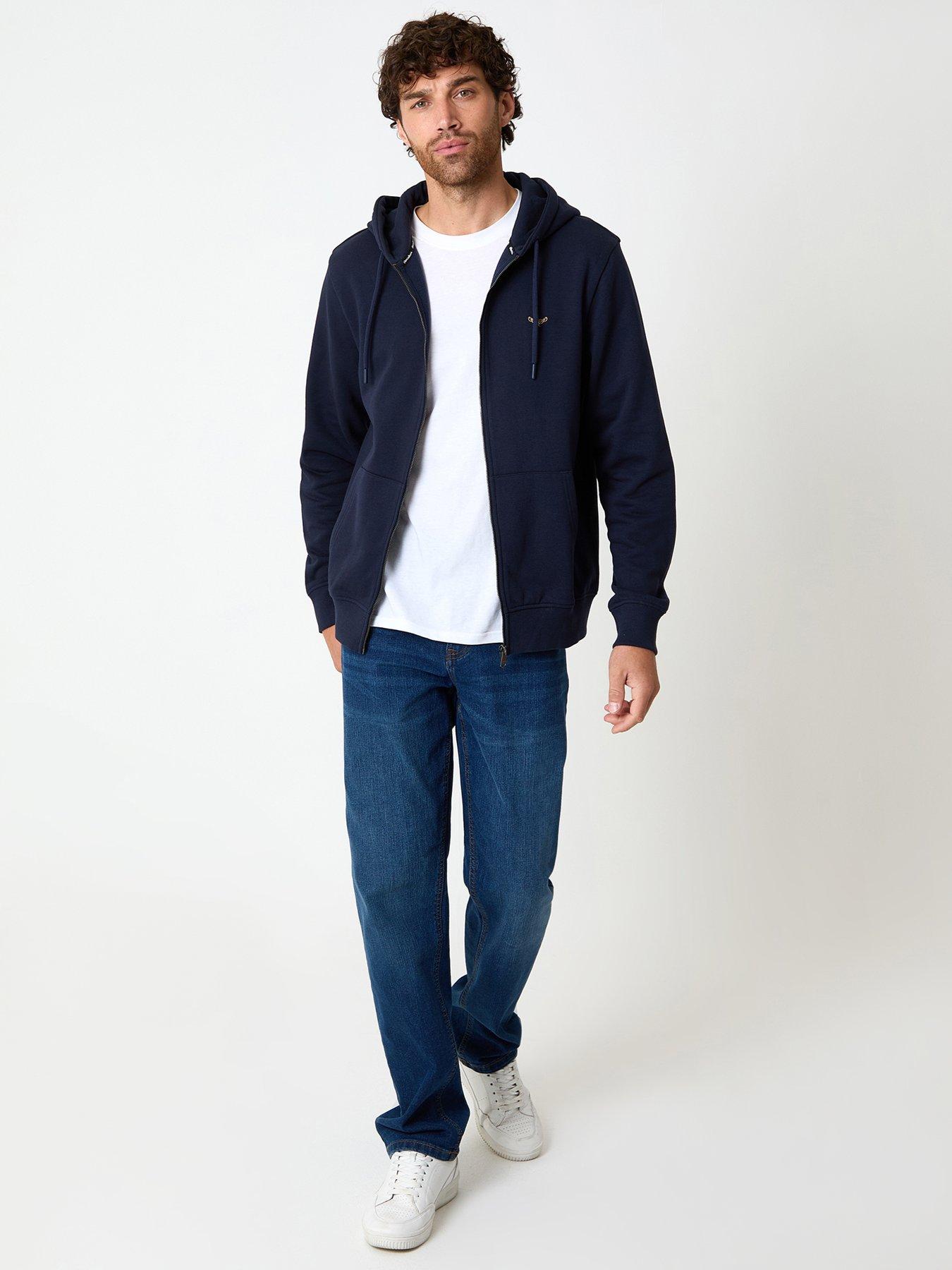 Image 3 of 4 of Threadbare Cotton Rich Zip Through Hoodie In Navy