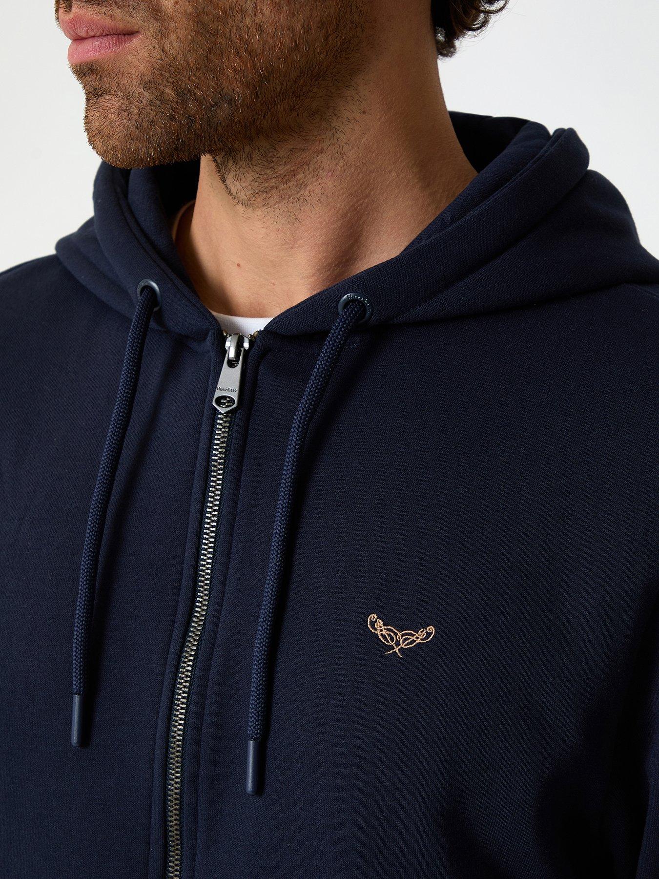 Image 4 of 4 of Threadbare Cotton Rich Zip Through Hoodie In Navy