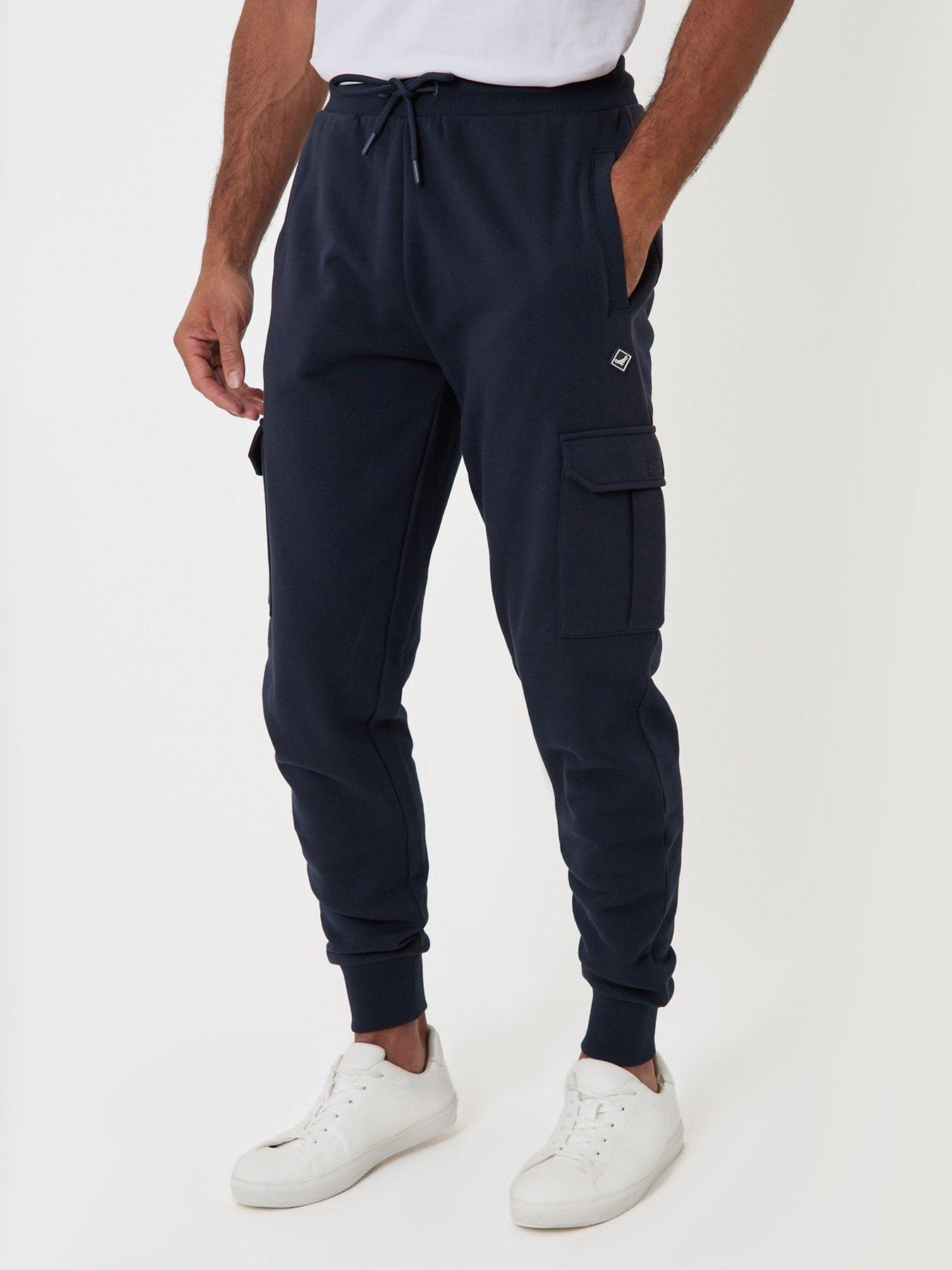 Image 1 of 4 of Threadbare Regular Fit Cotton Rich Cargo Joggers In Navy