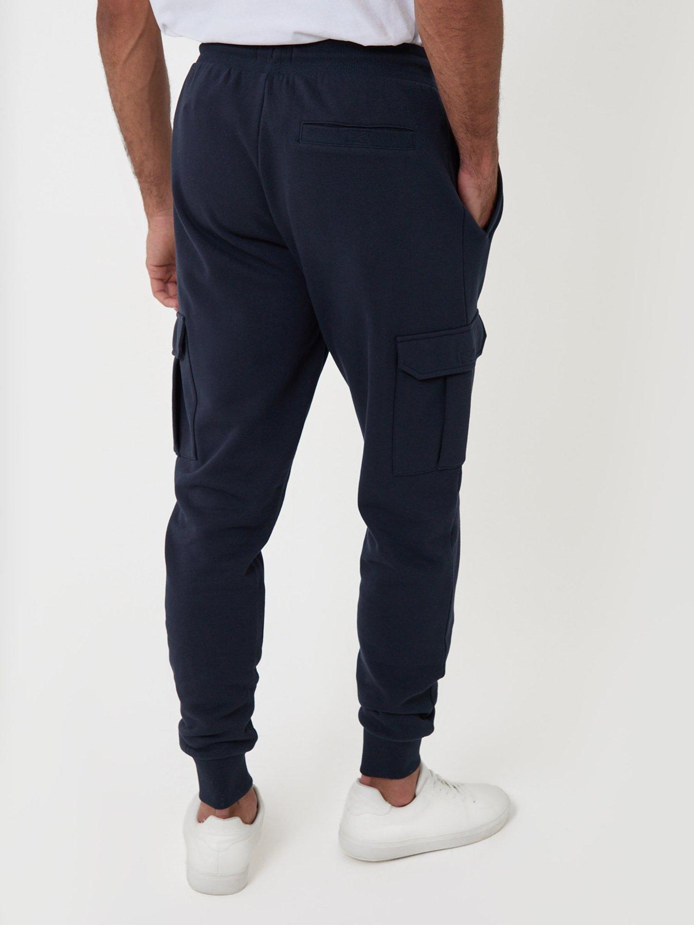 Image 2 of 4 of Threadbare Regular Fit Cotton Rich Cargo Joggers In Navy