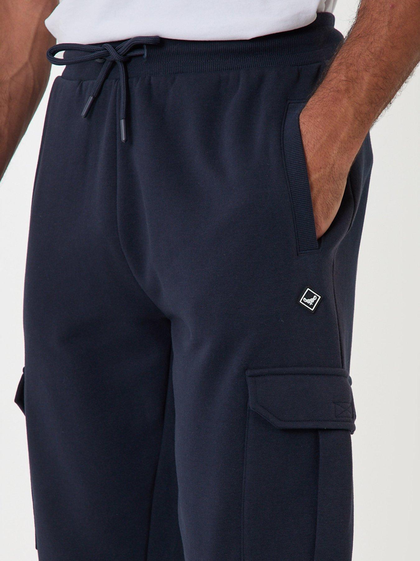 Image 4 of 4 of Threadbare Regular Fit Cotton Rich Cargo Joggers In Navy