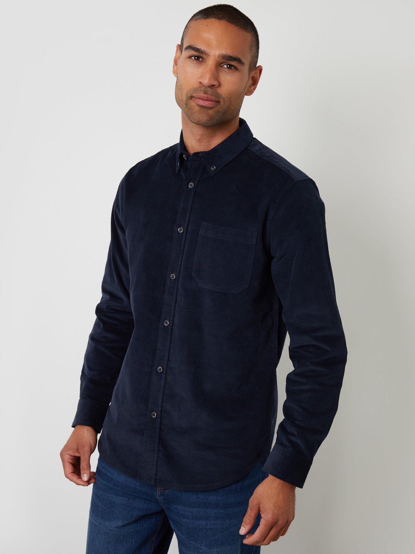 Image 1 of 4 of Threadbare Mens Regular Fit Corduroy Shirt - Navy