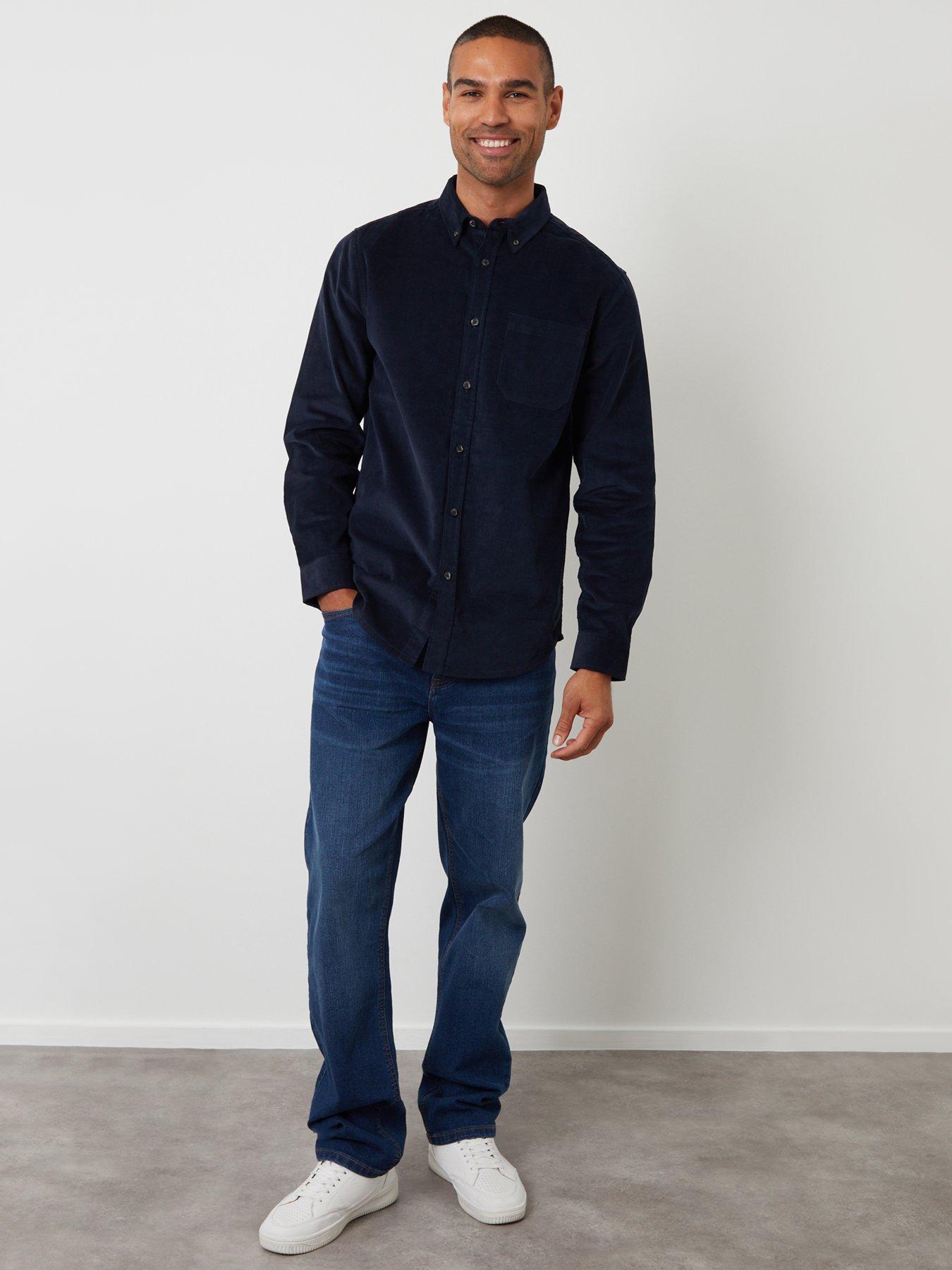 Image 3 of 4 of Threadbare Mens Regular Fit Corduroy Shirt - Navy