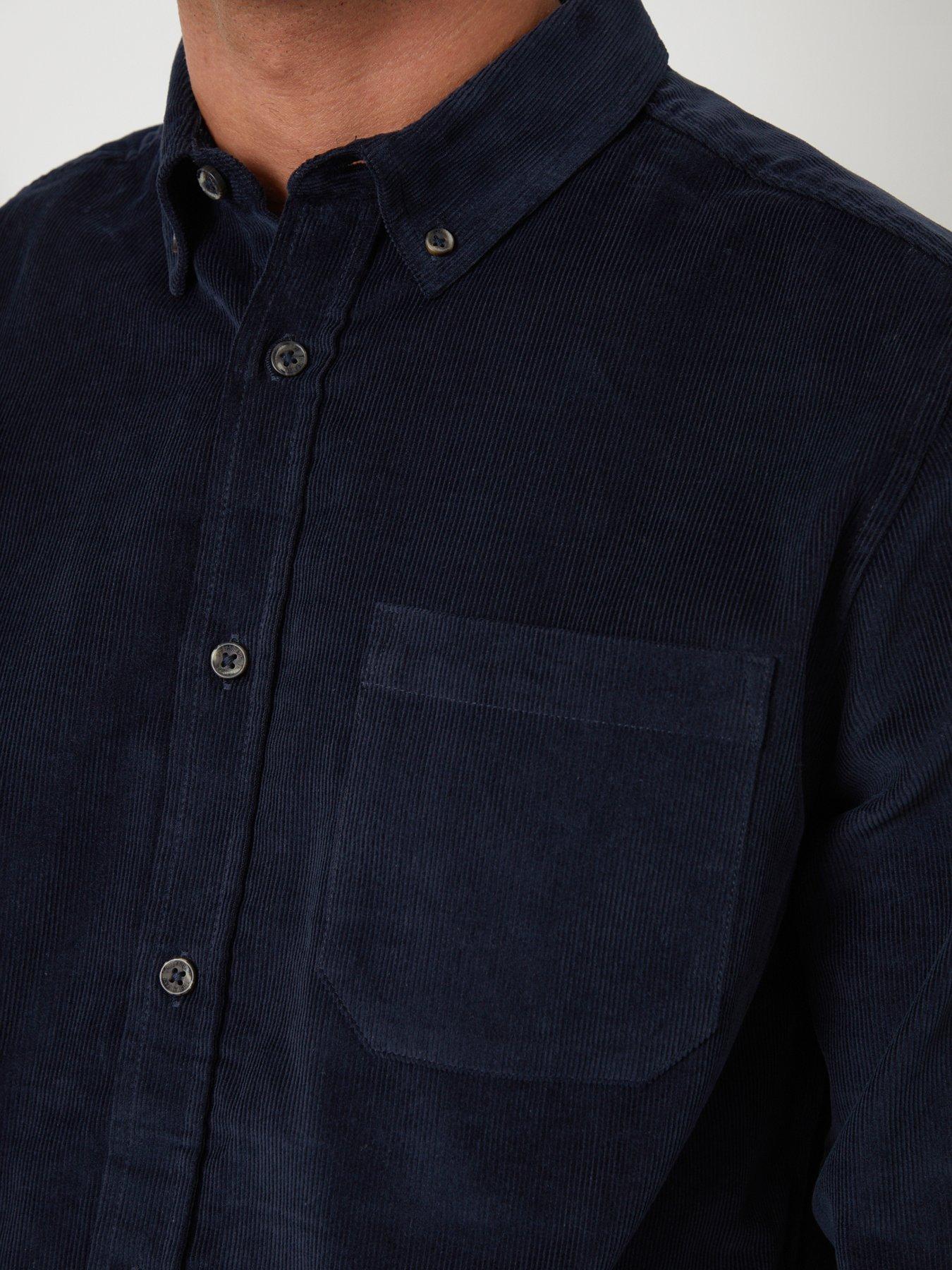 Image 4 of 4 of Threadbare Mens Regular Fit Corduroy Shirt - Navy