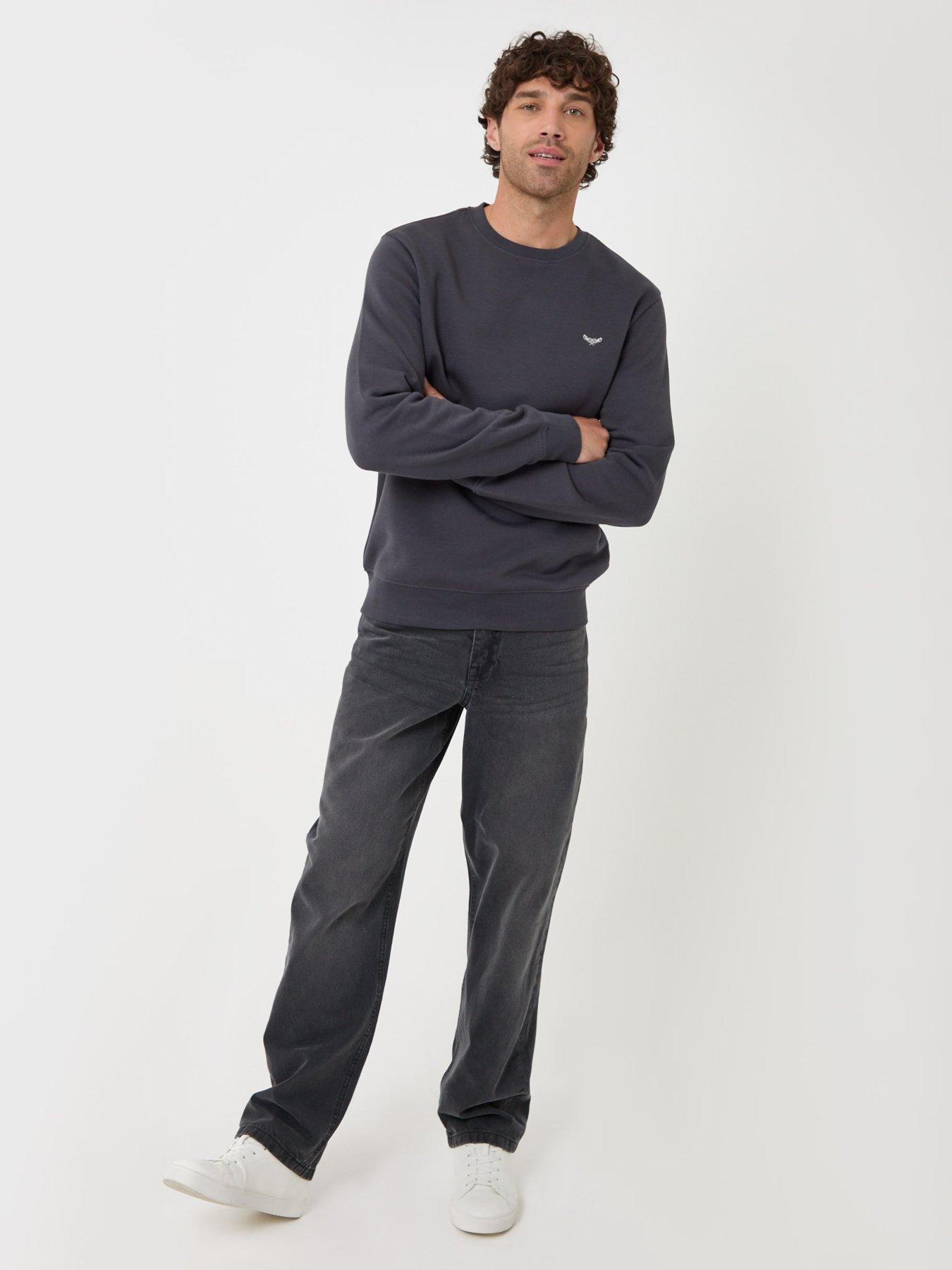 Image 3 of 4 of Threadbare Cotton Rich Crew Neck Sweatshirt In Charcoal