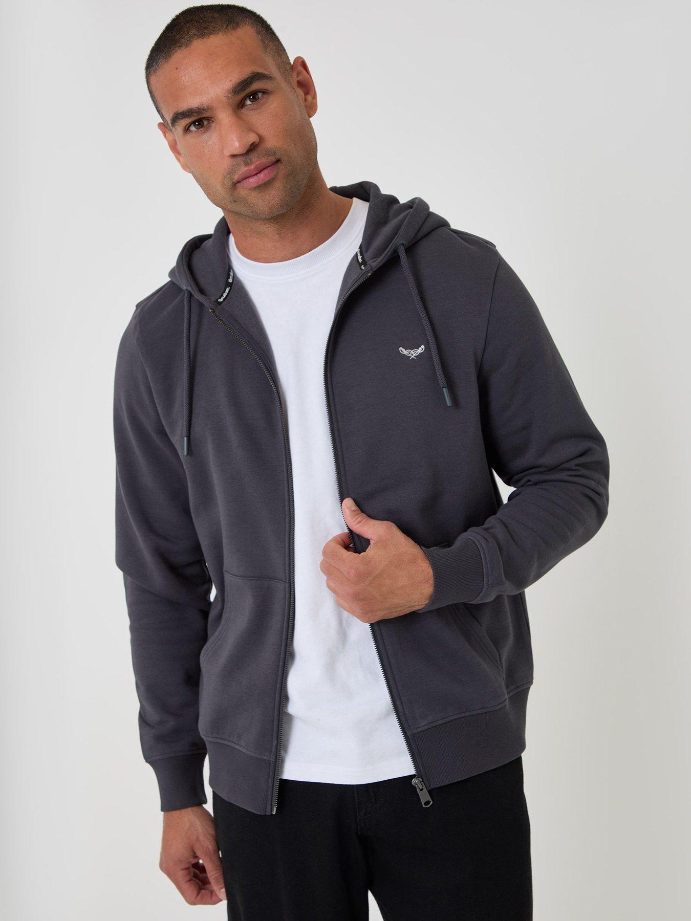 Image 1 of 5 of Threadbare Cotton Rich Zip Through Hoodie In Charcoal