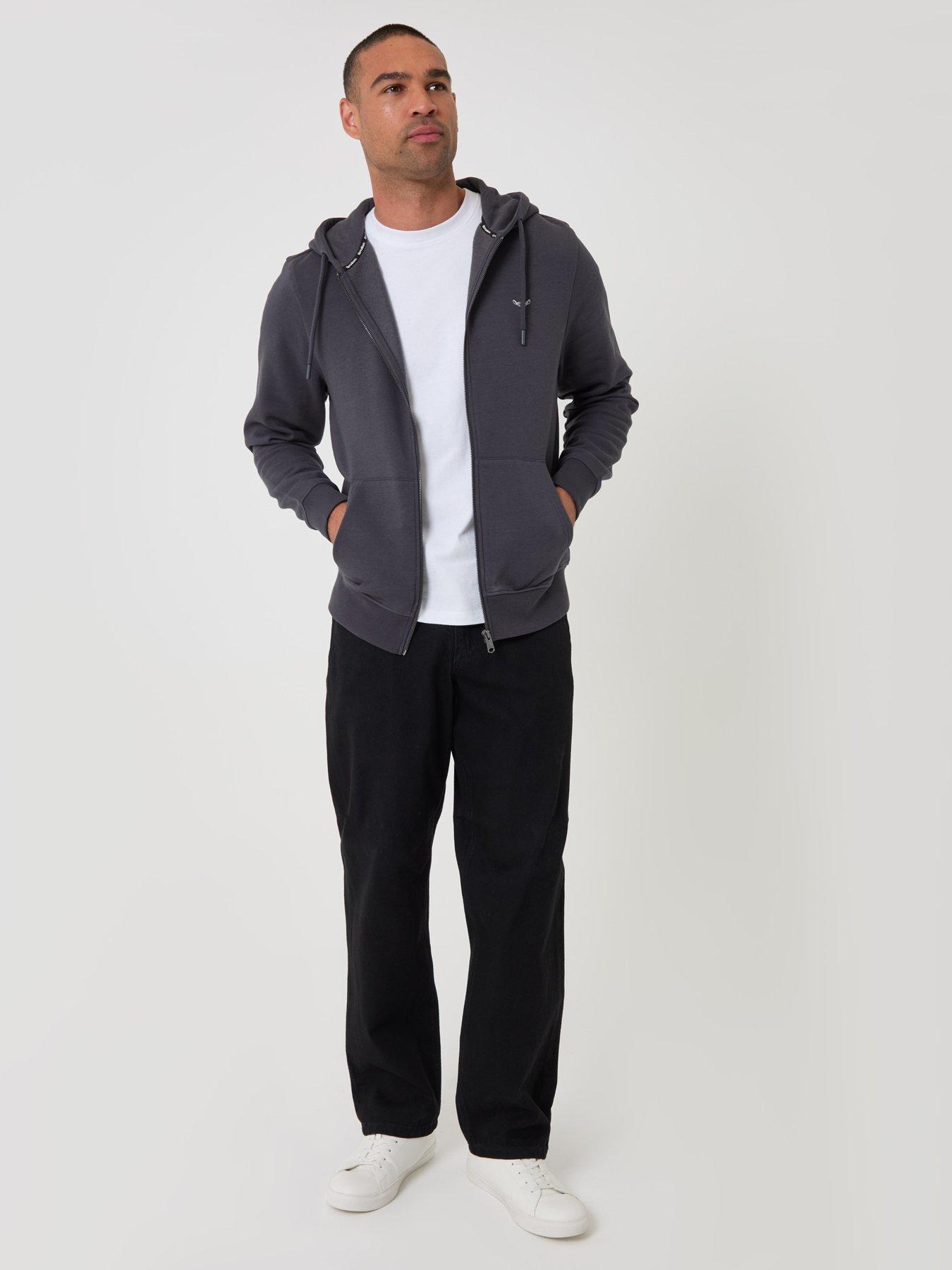 Image 3 of 5 of Threadbare Cotton Rich Zip Through Hoodie In Charcoal