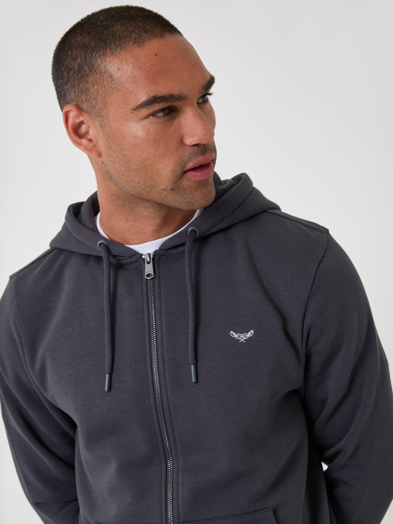 Image 4 of 5 of Threadbare Cotton Rich Zip Through Hoodie In Charcoal