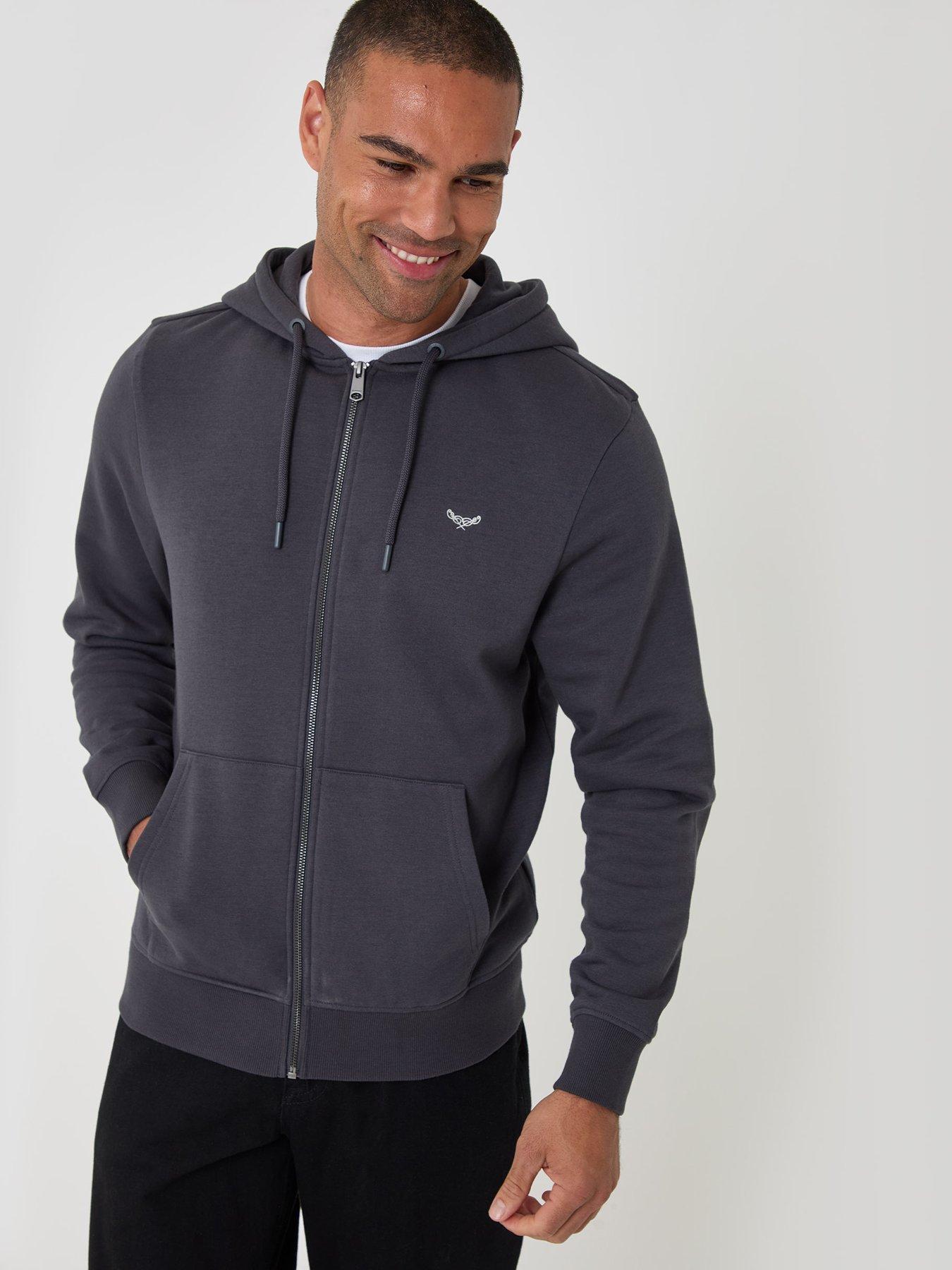 Image 5 of 5 of Threadbare Cotton Rich Zip Through Hoodie In Charcoal