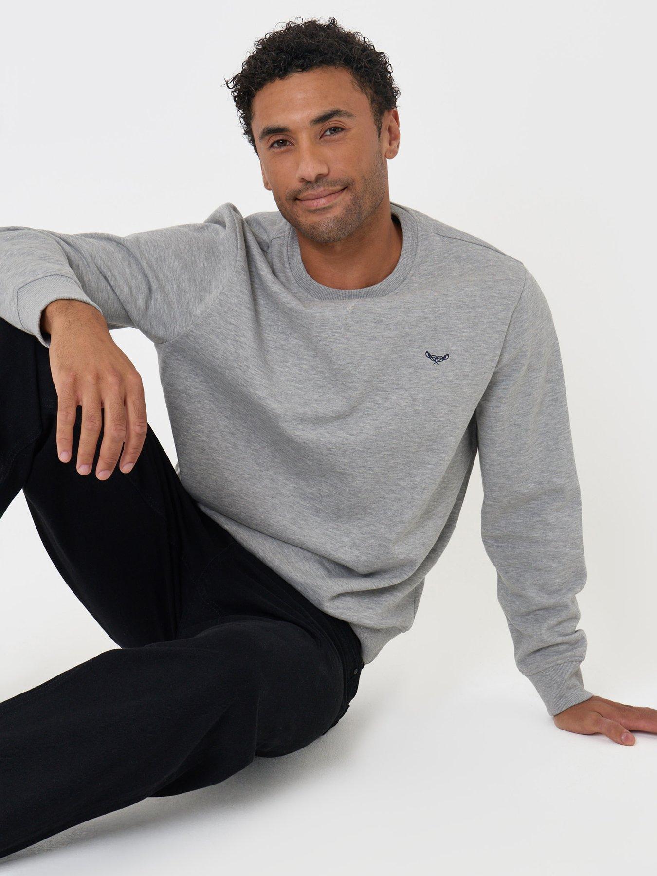 Image 1 of 5 of Threadbare Mens Cotton Rich Brushback Crew Neck Sweatshirt - Grey Marl