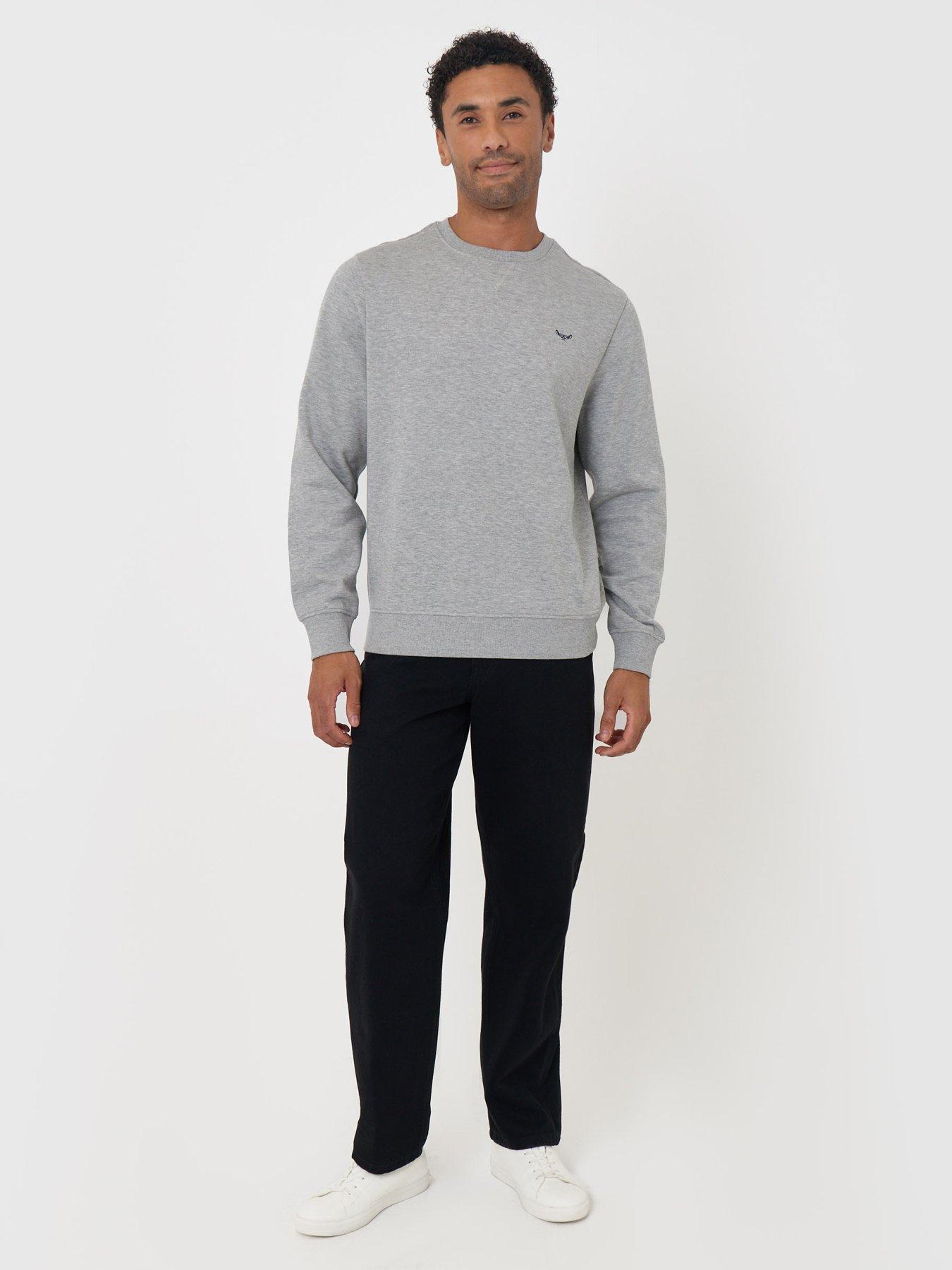 Image 3 of 5 of Threadbare Mens Cotton Rich Brushback Crew Neck Sweatshirt - Grey Marl