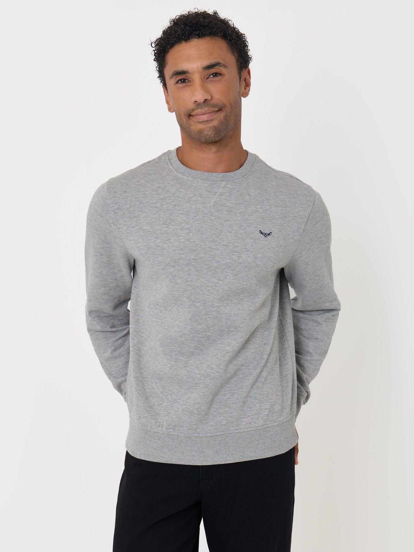 Image 5 of 5 of Threadbare Mens Cotton Rich Brushback Crew Neck Sweatshirt - Grey Marl