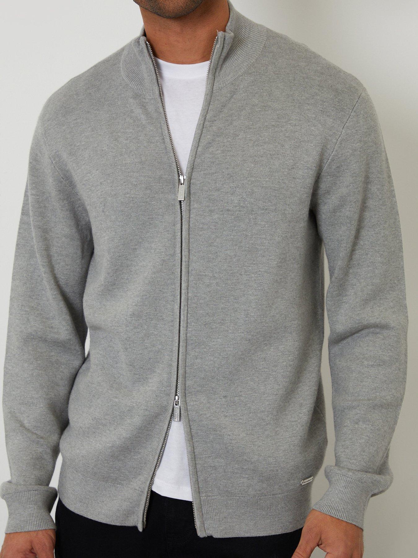 Image 4 of 5 of Threadbare Mens Funnel Neck Zip Through Sweatshirt - Grey