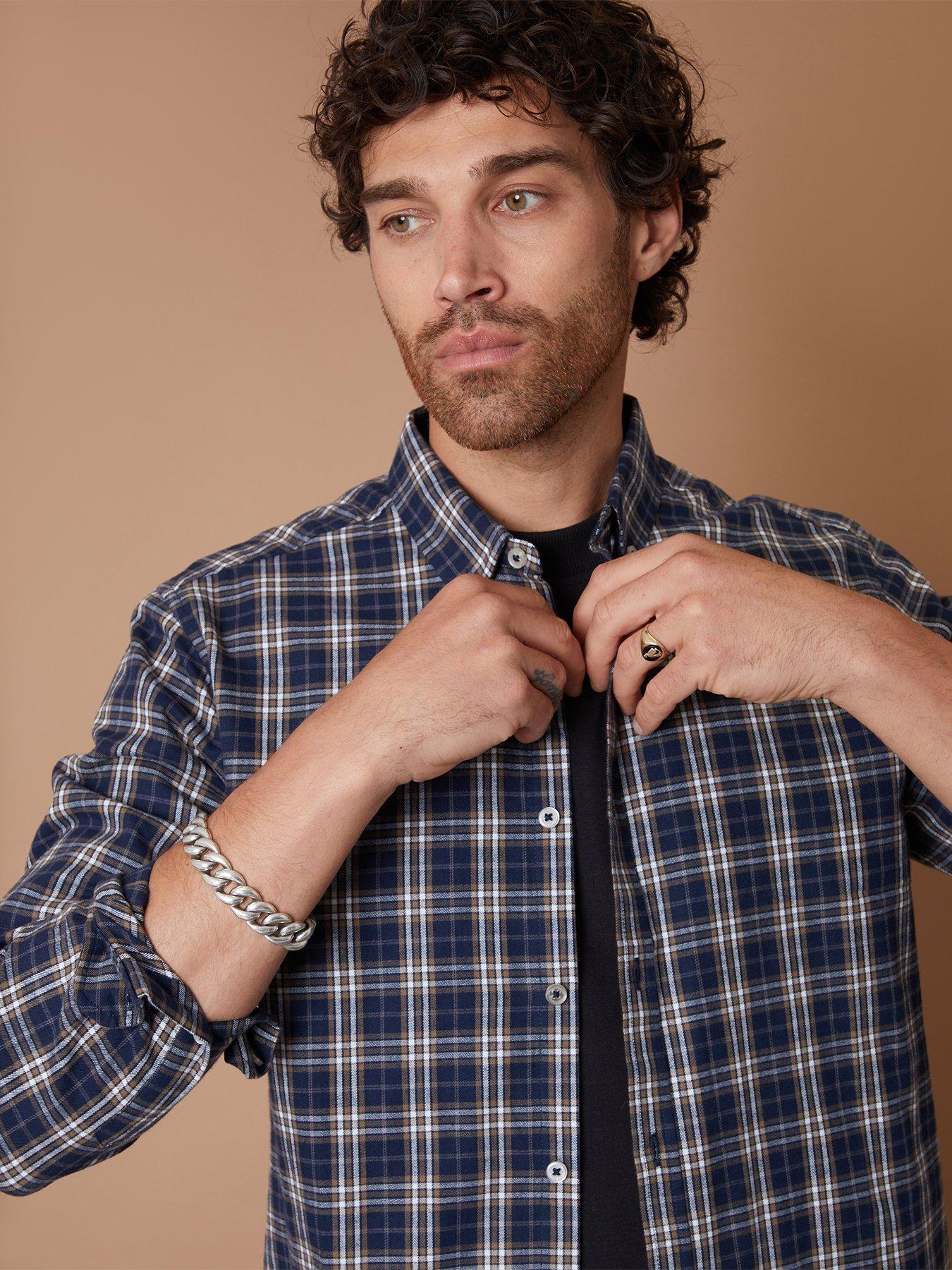 Image 4 of 5 of Threadbare Mens Brushed Cotton Check Regular Fit Shirt - Brown