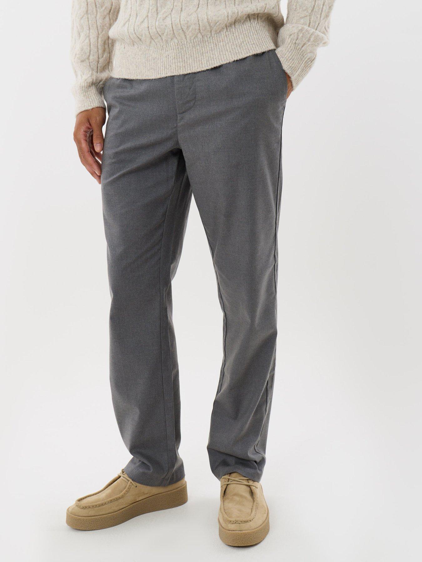 Image 3 of 4 of Threadbare Straight Fit Drawcord Trousers In Charcoal