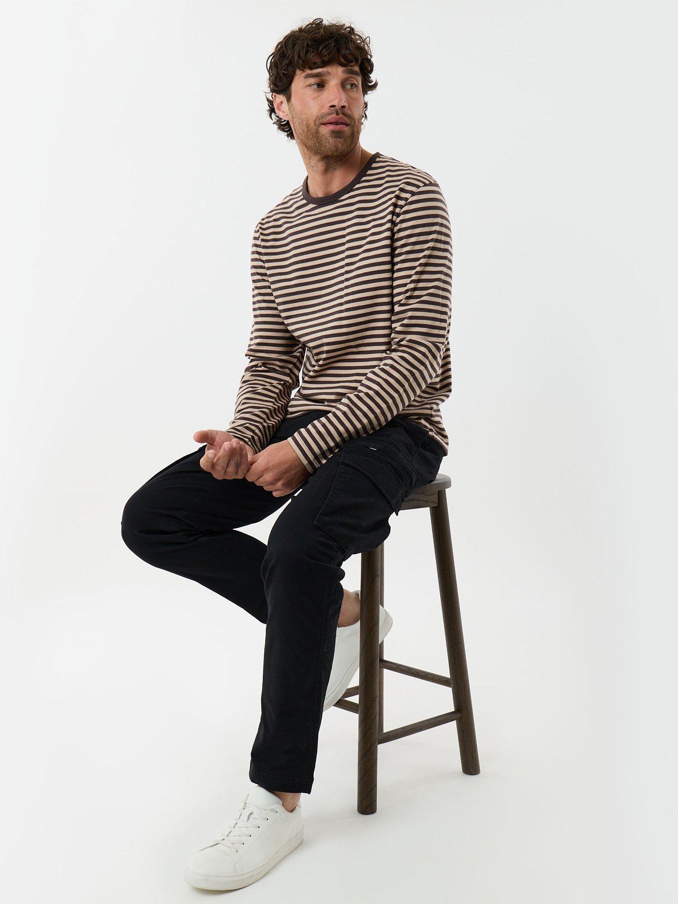 Image 1 of 5 of Threadbare Slim Fit Cotton Rich Cargo Trousers In Black