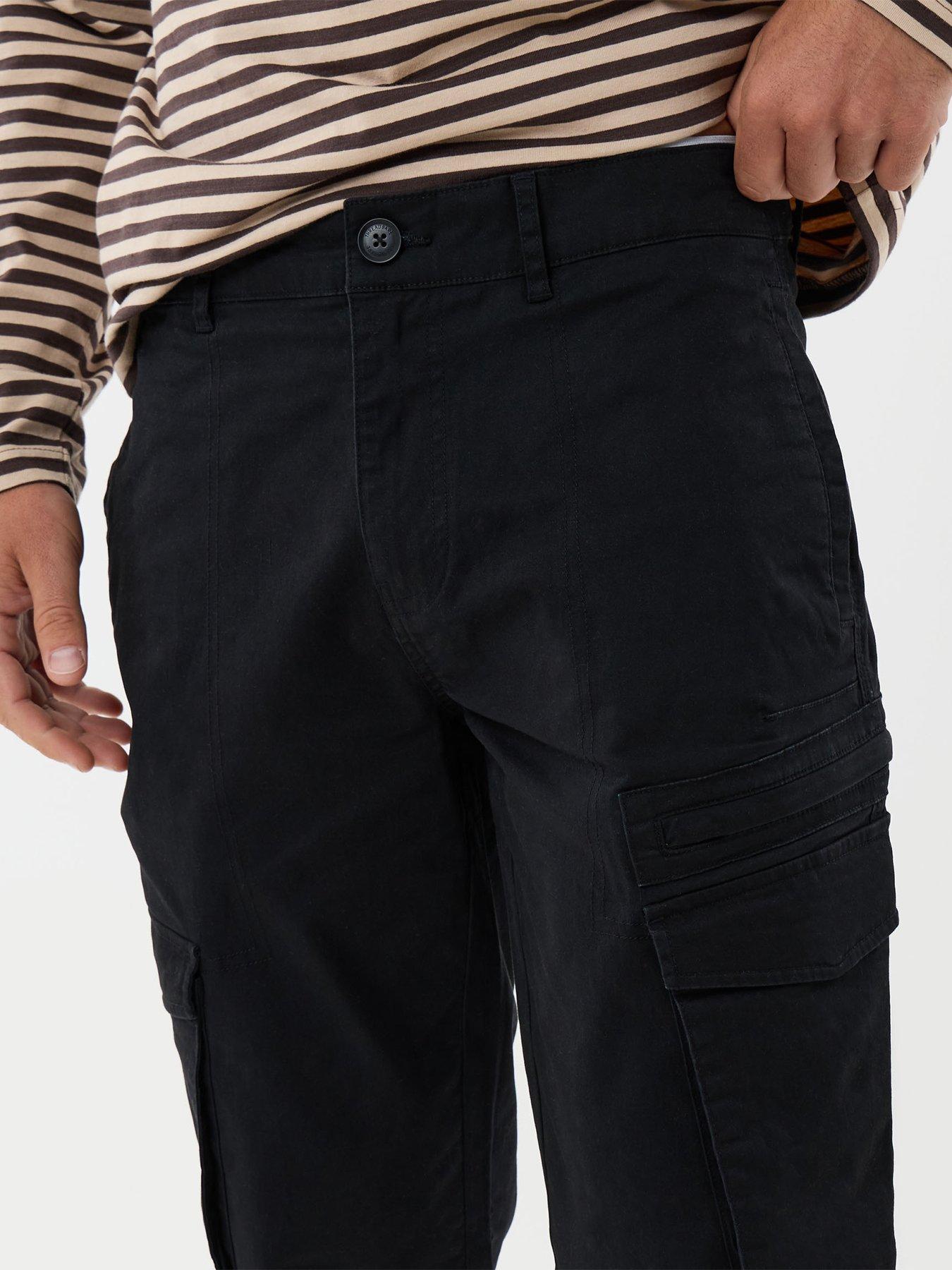 Image 4 of 5 of Threadbare Slim Fit Cotton Rich Cargo Trousers In Black