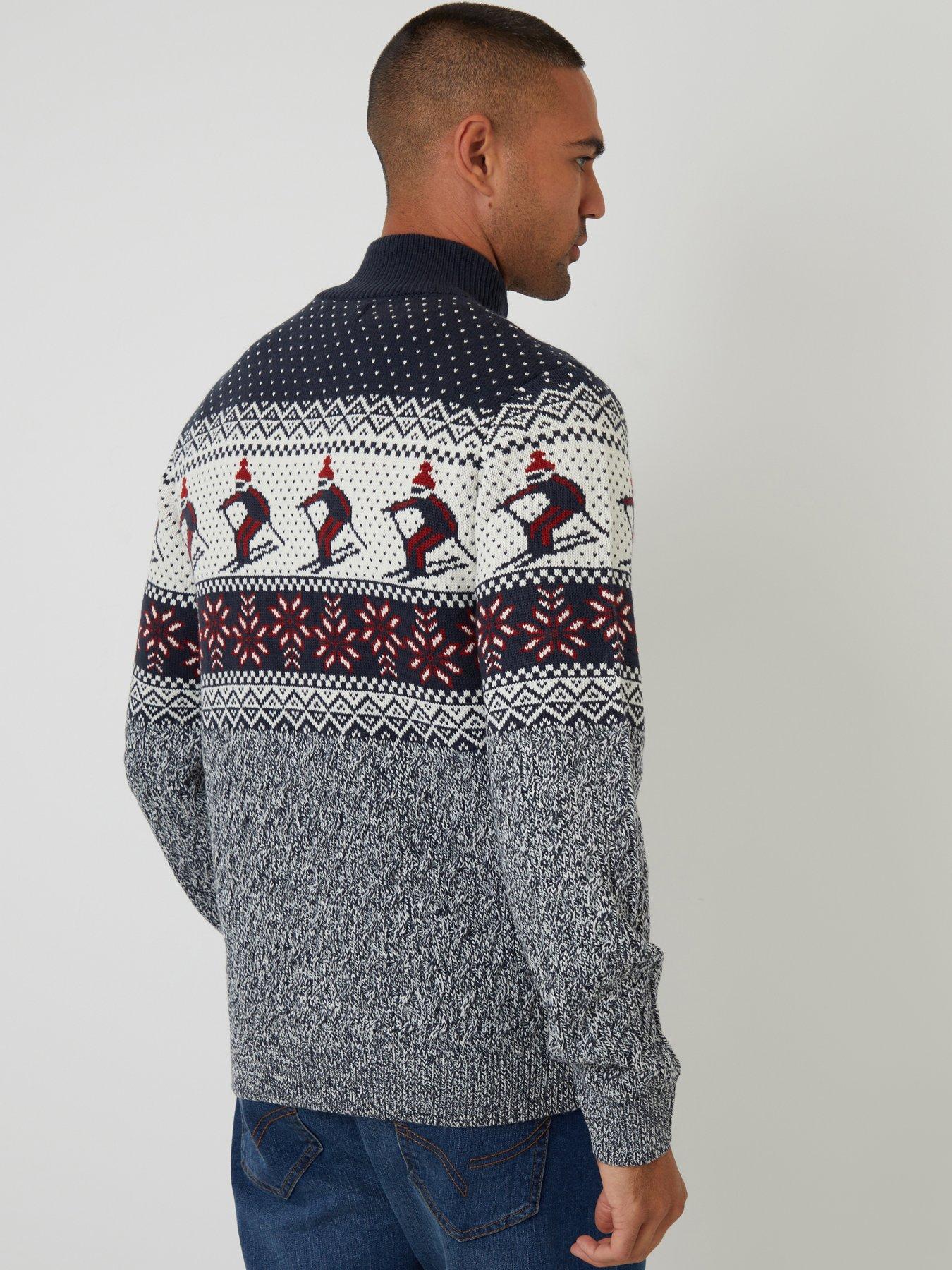 Image 2 of 4 of Threadbare Skiing Christmas Jumper In Navy Patterned