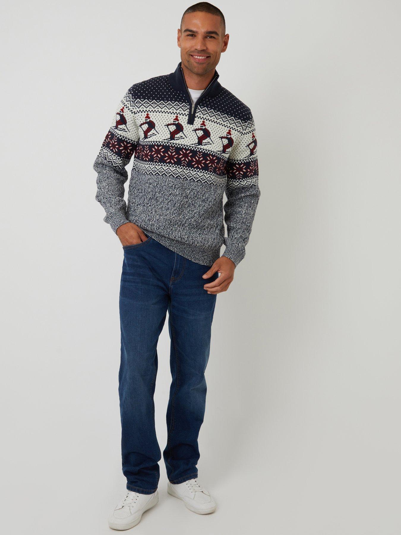Image 3 of 4 of Threadbare Skiing Christmas Jumper In Navy Patterned