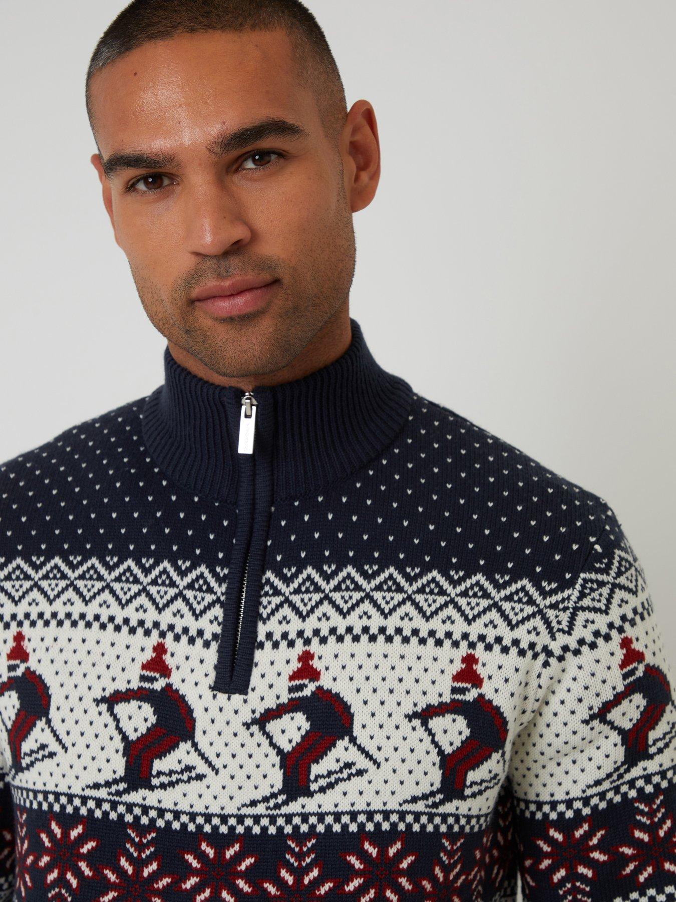 Image 4 of 4 of Threadbare Skiing Christmas Jumper In Navy Patterned