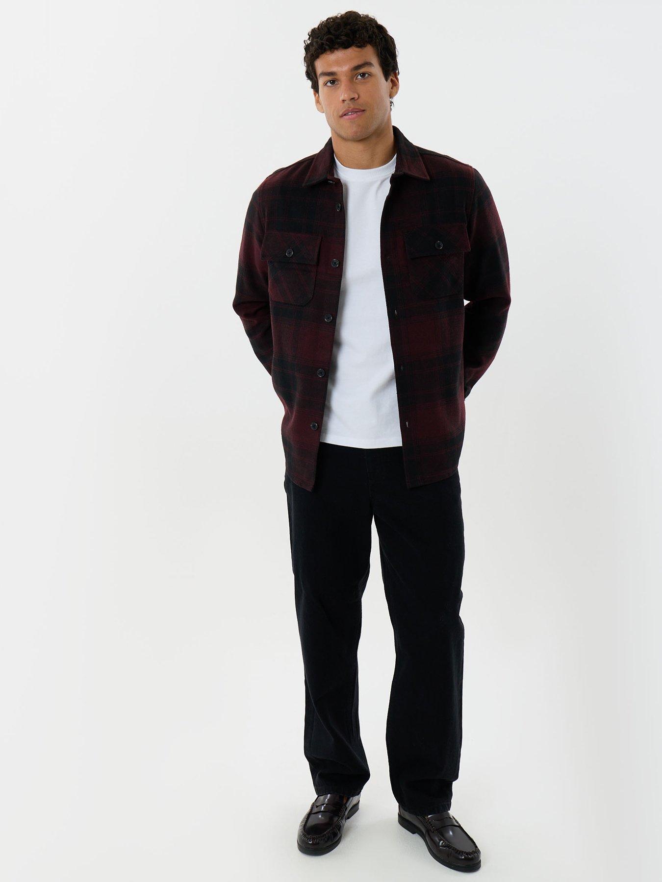 Image 3 of 6 of Threadbare Mens Lightweight Check Shacket With Pockets - Red
