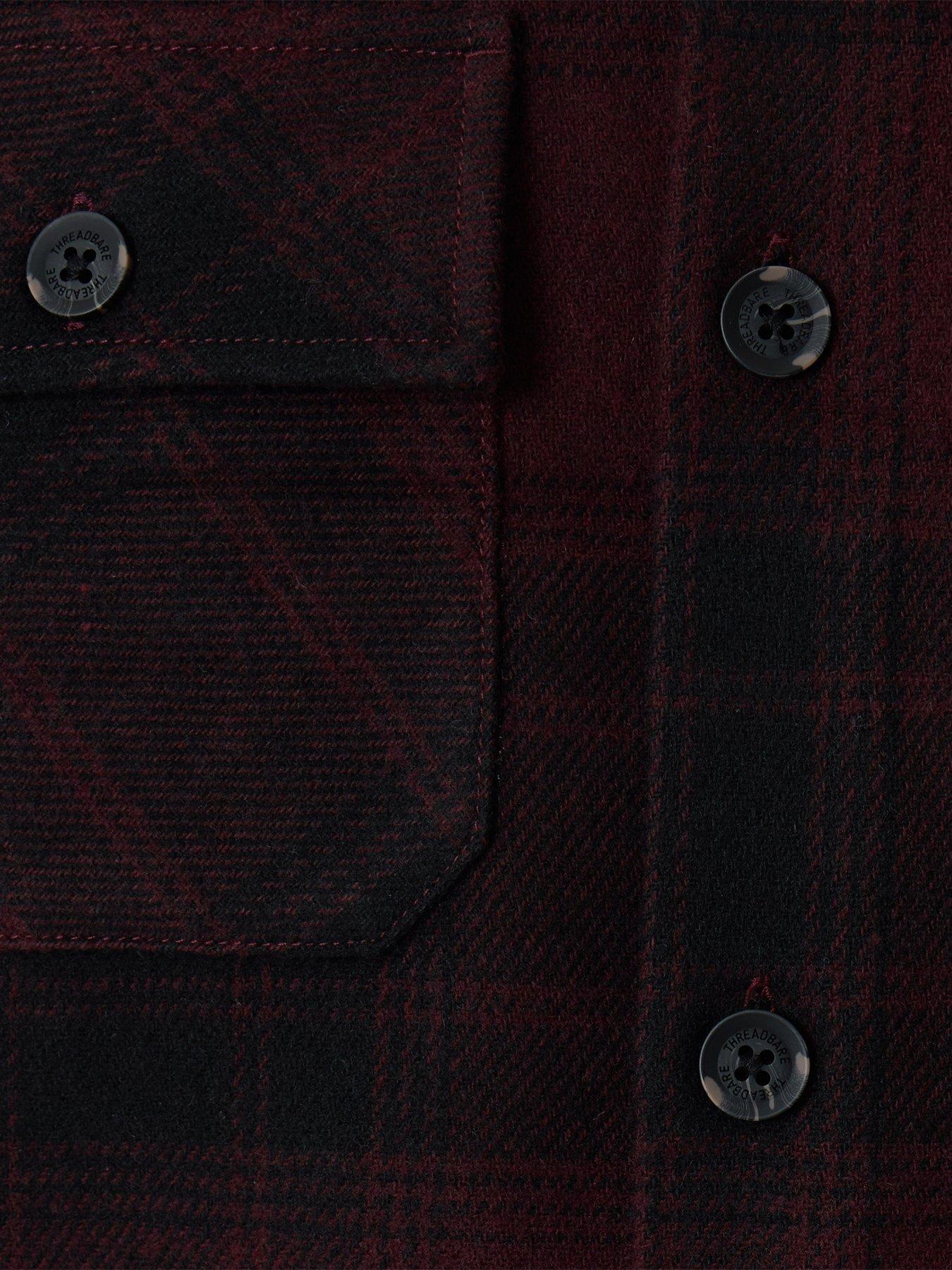 Image 6 of 6 of Threadbare Mens Lightweight Check Shacket With Pockets - Red