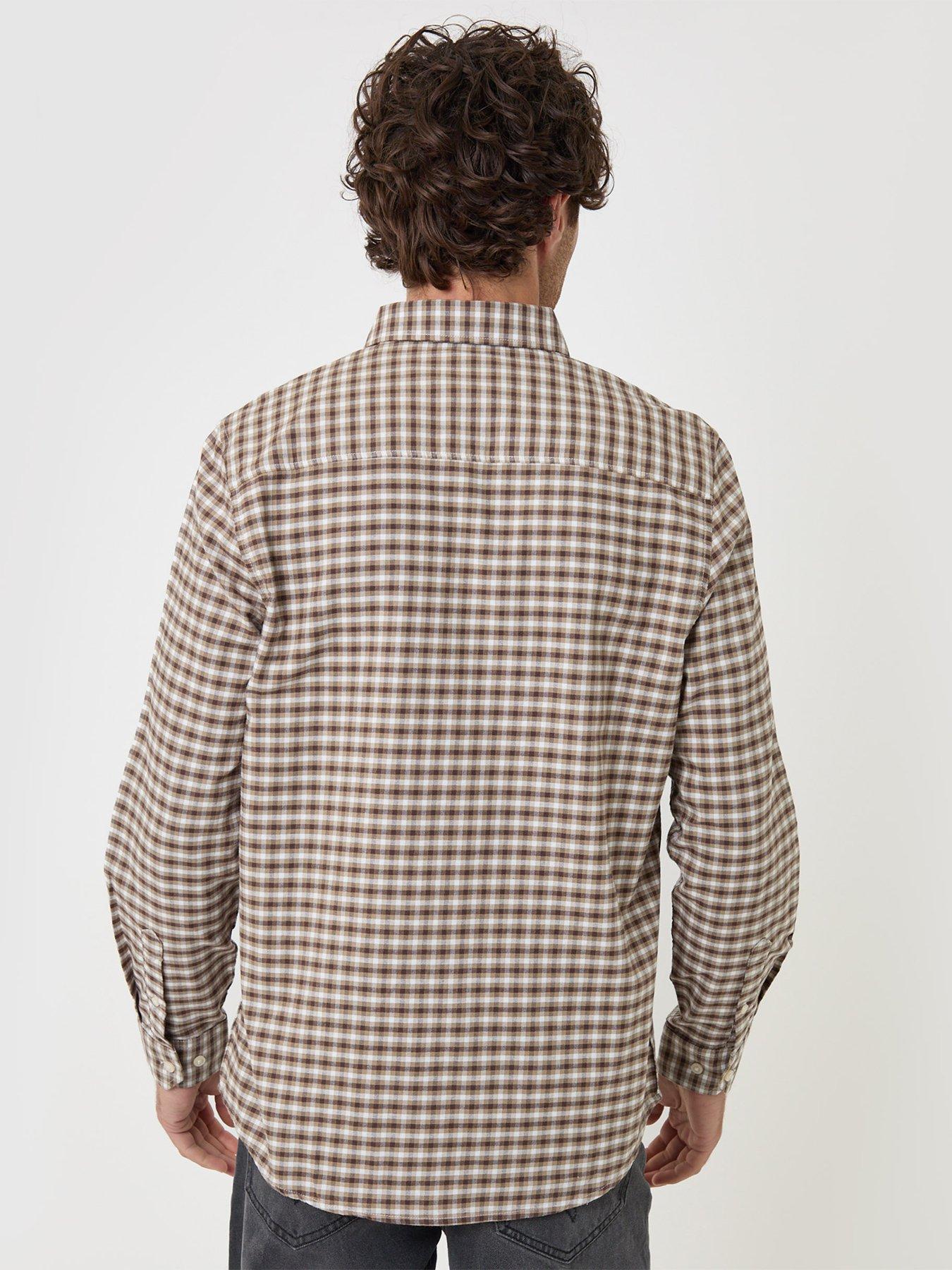 Image 2 of 5 of Threadbare Regular Fit Cotton Oxford Shirt In Tan Check