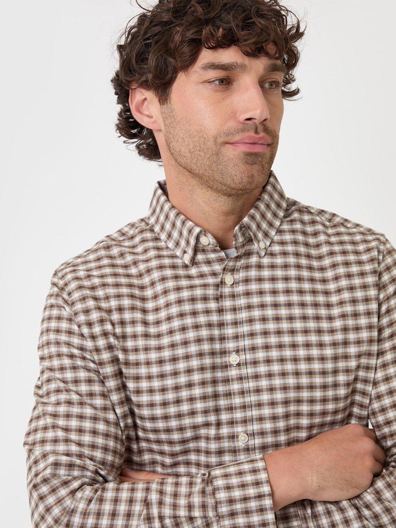 Image 4 of 5 of Threadbare Regular Fit Cotton Oxford Shirt In Tan Check